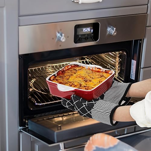 Miniatura 9 de AVLA Paquete de 2 platos de porcelana para hornear, platos cuadrados de 8.7 pulgadas, sartén para lasaña, carne asada, juego de utensilios para