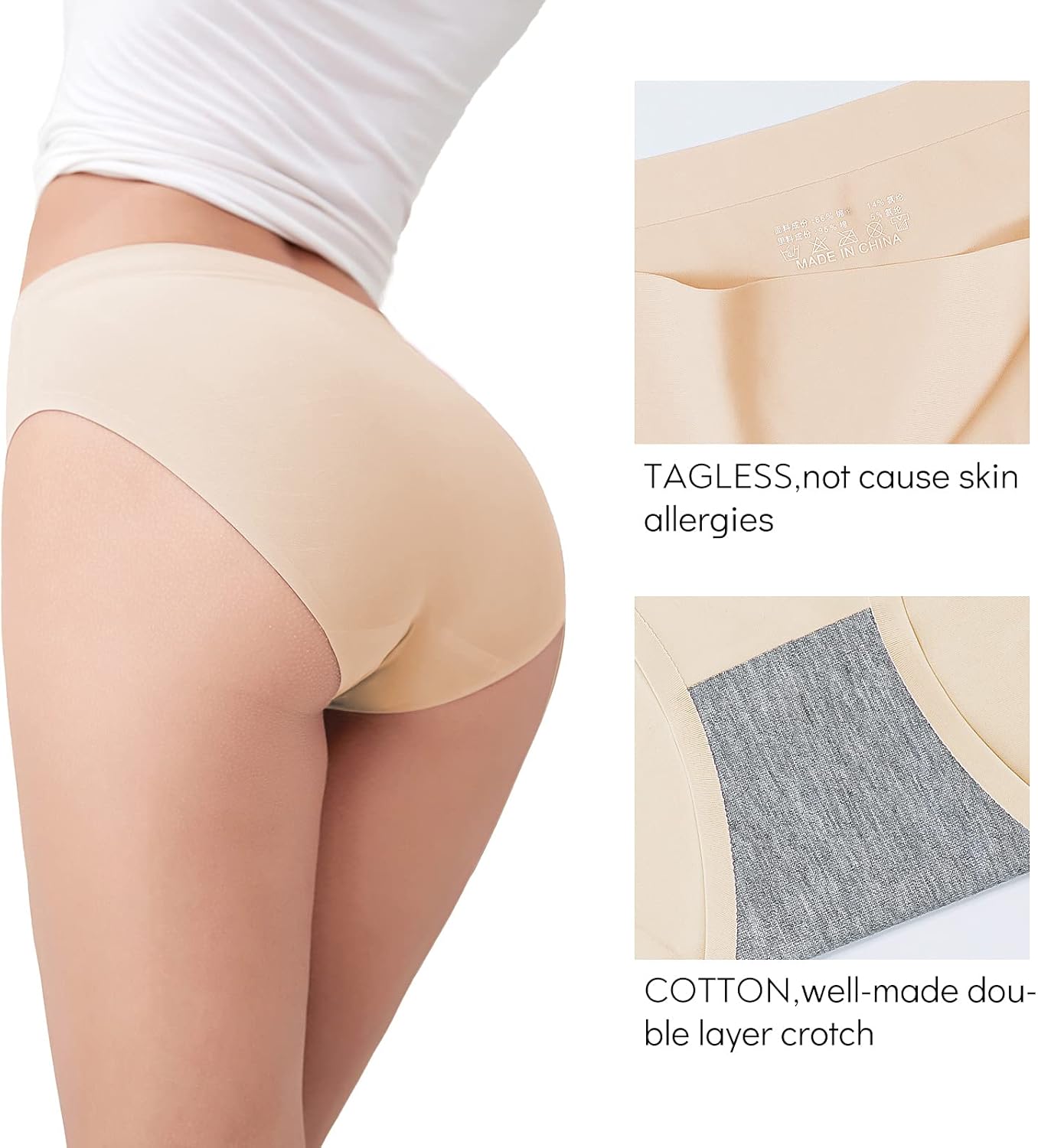 FallSweet No Show Underwear for Women Seamless High Cut Briefs Mid-waist Soft No Panty Lines,Pack of 5 - Image 2