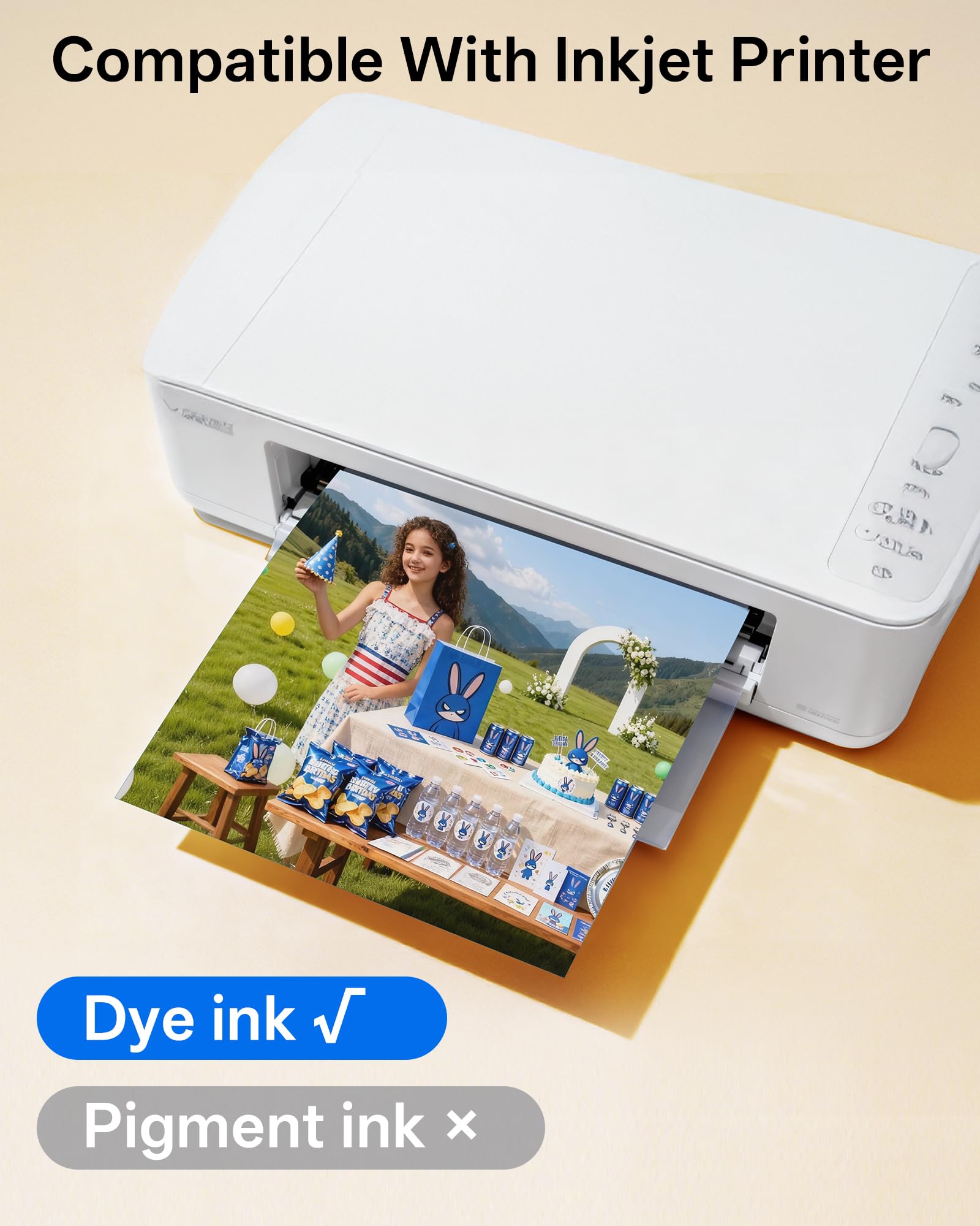 220 Blatt dünnes Papier, glänzend, für Tintenstrahldrucker, 21,6 x 27,9 cm, 13,6 kg, 120 g/m², A4, Briefgröße, geeignet für alle Farbstoffdrucker HP001