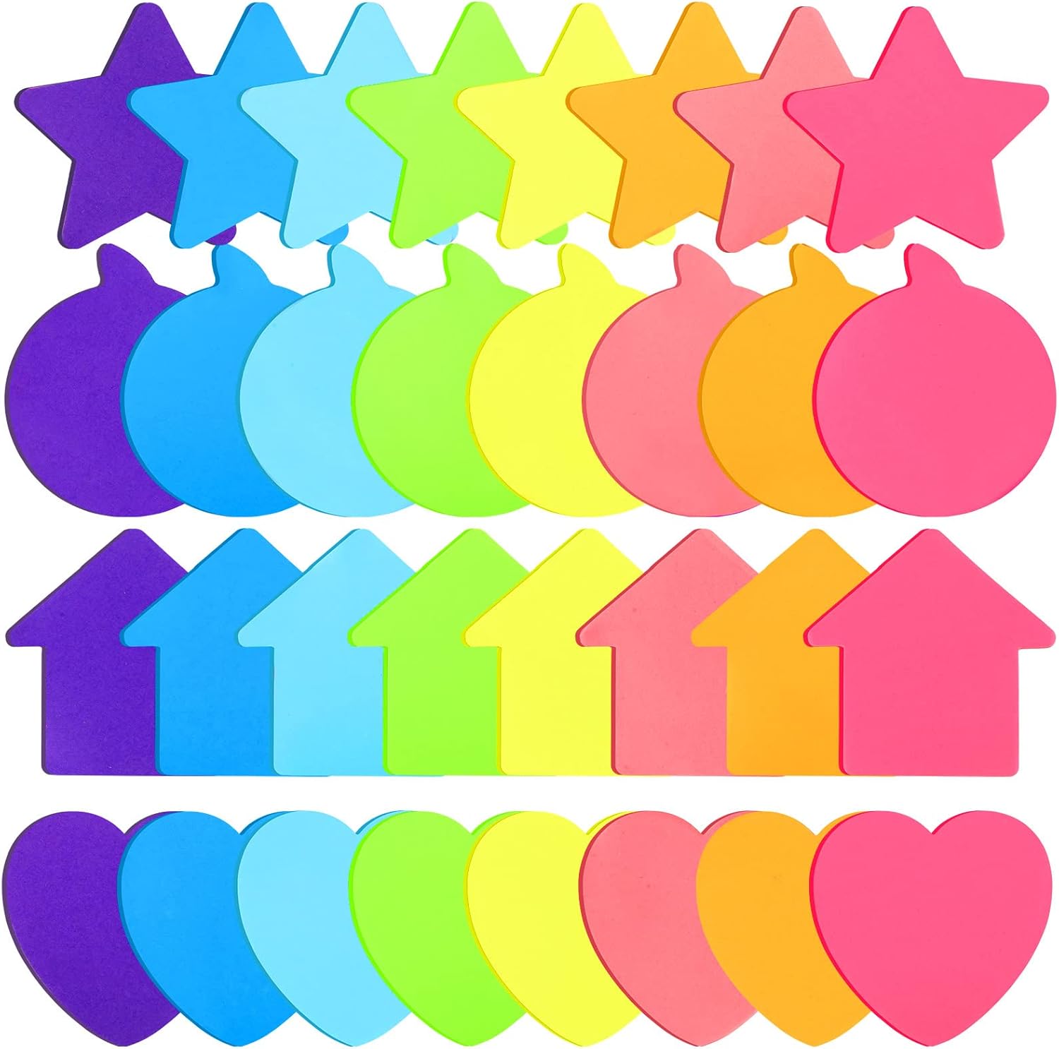 Yinder 960 Pieces Cute Sticky Notes Set Heart Star Bubble Arrow Shaped Self Sticky Note Pad 3 x 3 Inch 8 Color Bright Colorful School Office Supplies Easy to Post Clean and Removal