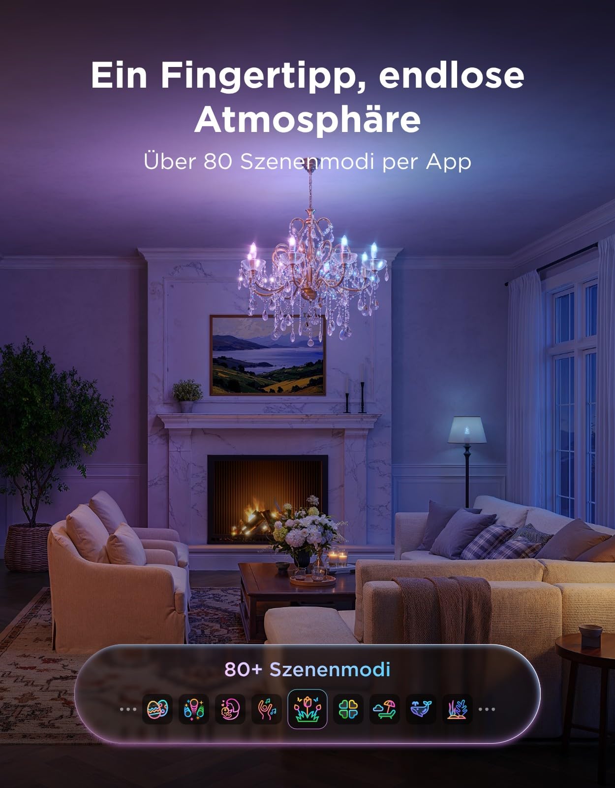 Govee Smart Edison Glühbirne E14, 300LM RGBWW Dimmbar Lampe B35, 2 Stück | Kompatibel mit Matter, Alexa, Google Assistant, COB dimmbar, 16 Millionen DIY-Farben, CRI 90, für Wohnzimmer und Kronleuchter