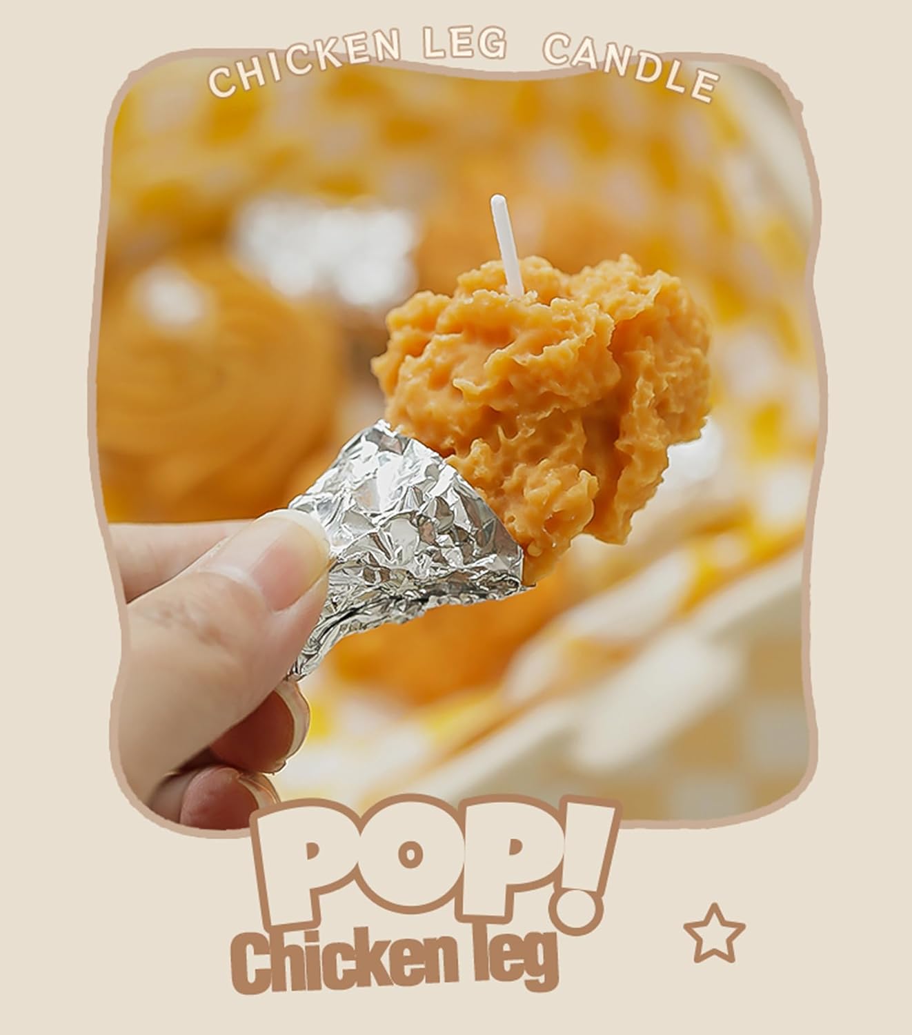 Fried Drumstick Shape Scented Candle,2PCS Fried Chicken Leg Aroma Soy Wax Funny Decorative Candle for Table Photo Prop Birthday,Prefect Gift for Meditation Stress Relief Mood Boosting - Image 5