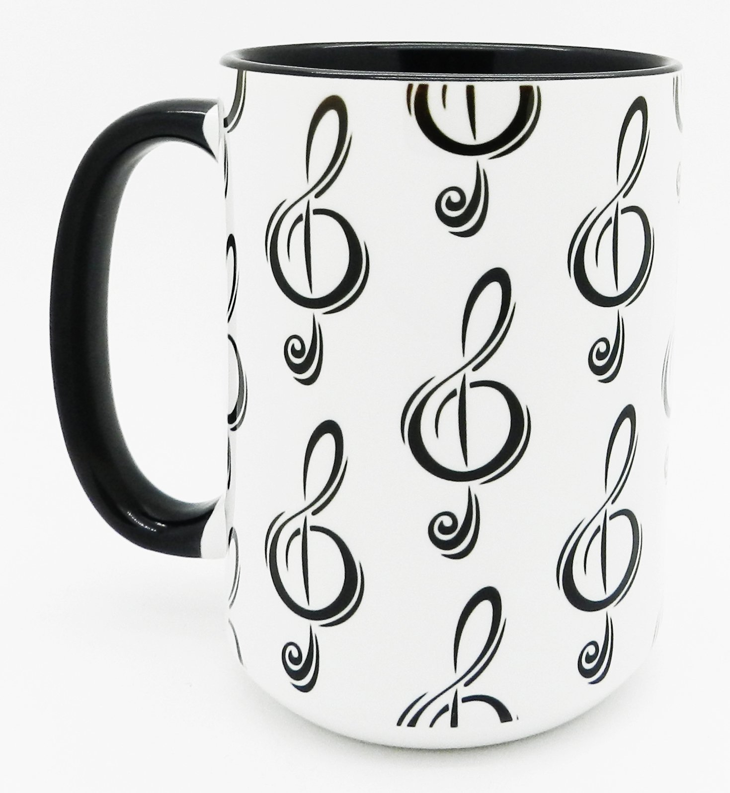 Half a Donkey The Big Musical Staff Mug - Extra Large Ceramic Mug with Black Glazed Finish on Handle and Interior - 450ml (15.8oz)