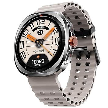 Fire-Boltt Axiom Round Smart Watch 1.43″ Super AMOLED Display with Always‑On Mode, Bluetooth Calling, Rotating Crown, SPO₂ & Heart Rate Monitor, IP67 Waterproof Silicone Smartwatch for Men - White