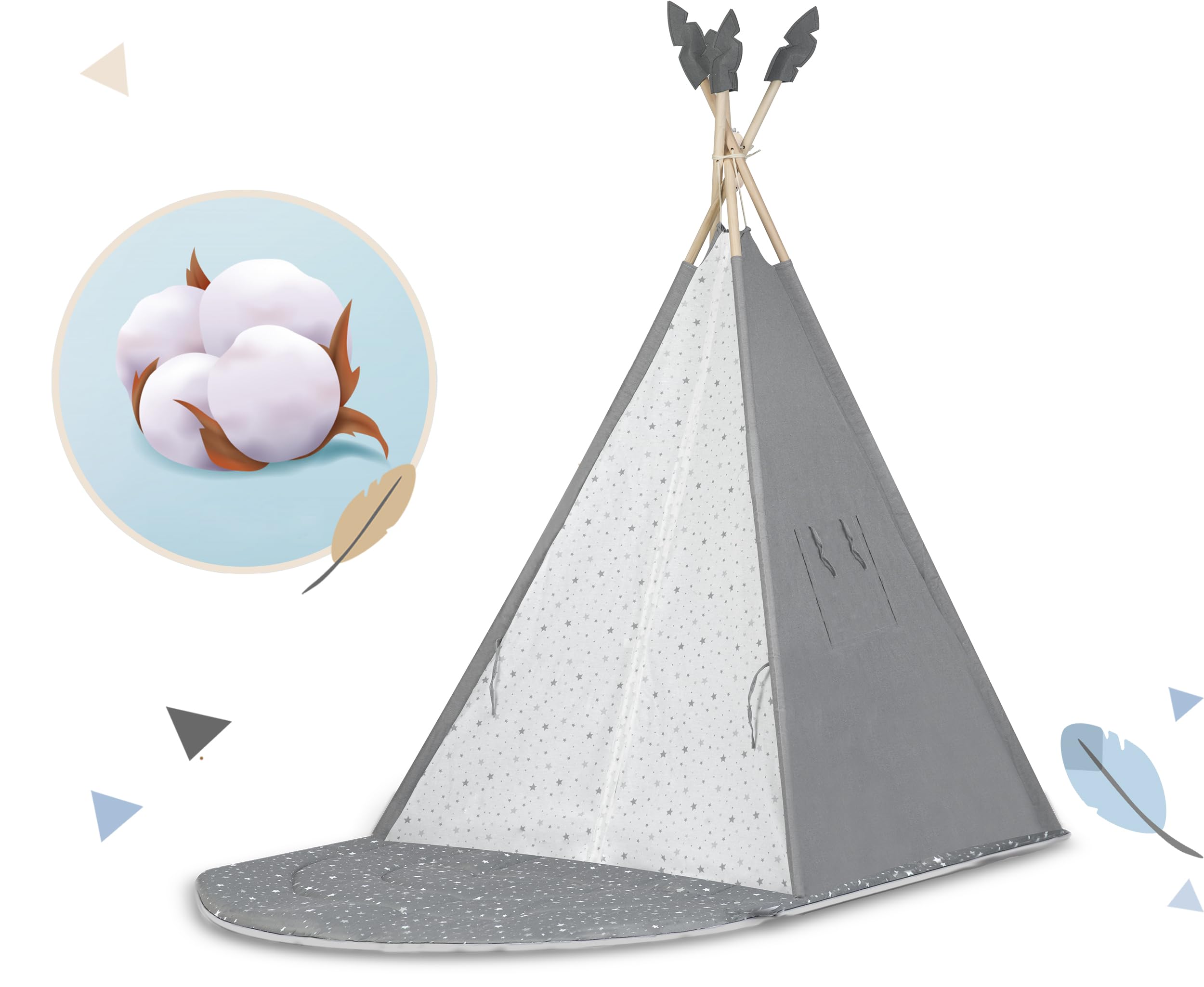 Triton Tipi Tent met Slinger, Kussens, Grote Mat, Stabilisator