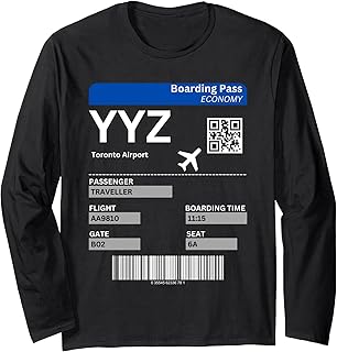 Flight Ticket Toronto Design Vacation Canada Toronto Long Sleeve T-Shirt