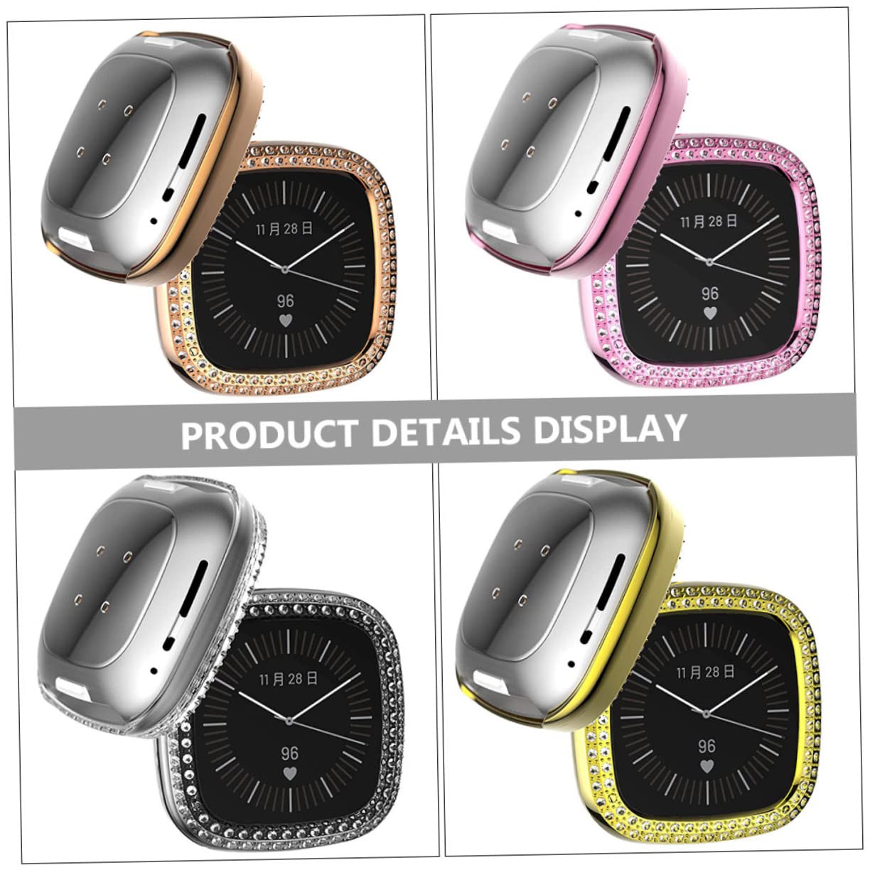 Hemobllo Lot De 2 Étuis De Montre Connectée en TPU avec Strass Design De Facile À Installer Élégant Et Tendance 7 Pièces X 2