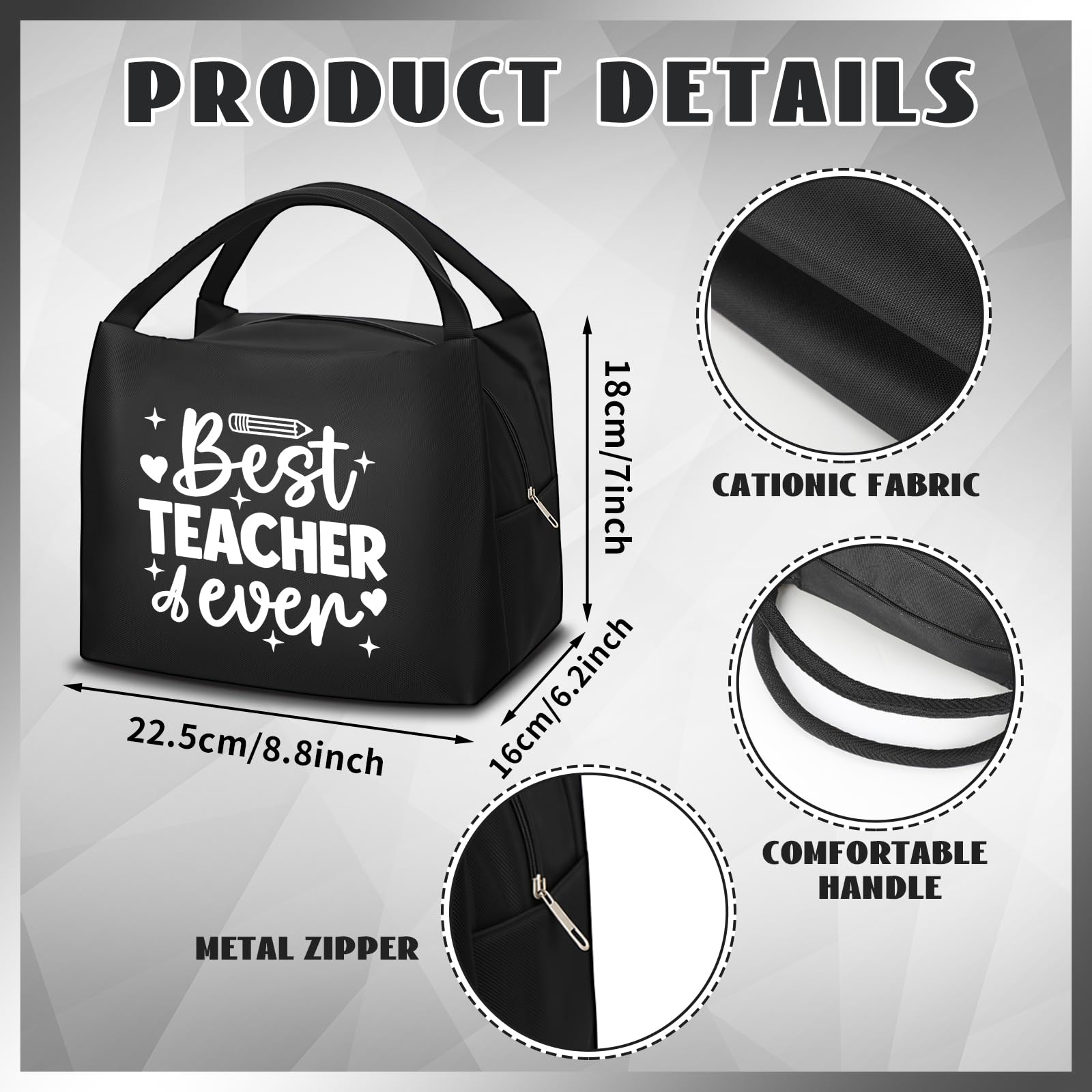 Isolierte Lunchtasche, wiederverwendbar, auslaufsicher, mit Aluminiumfolie innen, wasserdicht, Geschenk für Männer und Frauen (einfach)