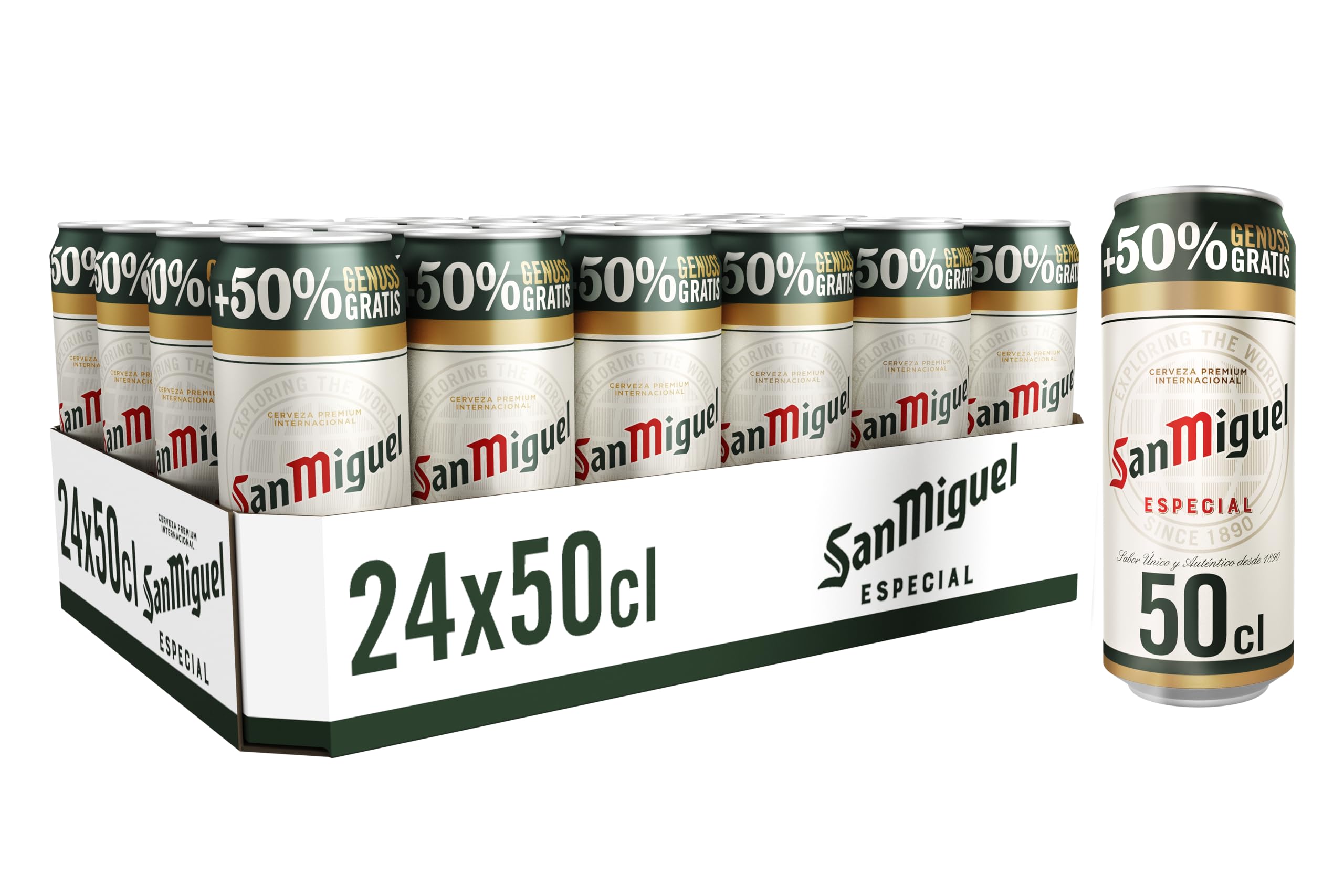 San Miguel Especial Dose Overfill + 50 Prozent Gratis DPG Bierpaket, EINWEG (24 x 0.5 l), 12000 ML