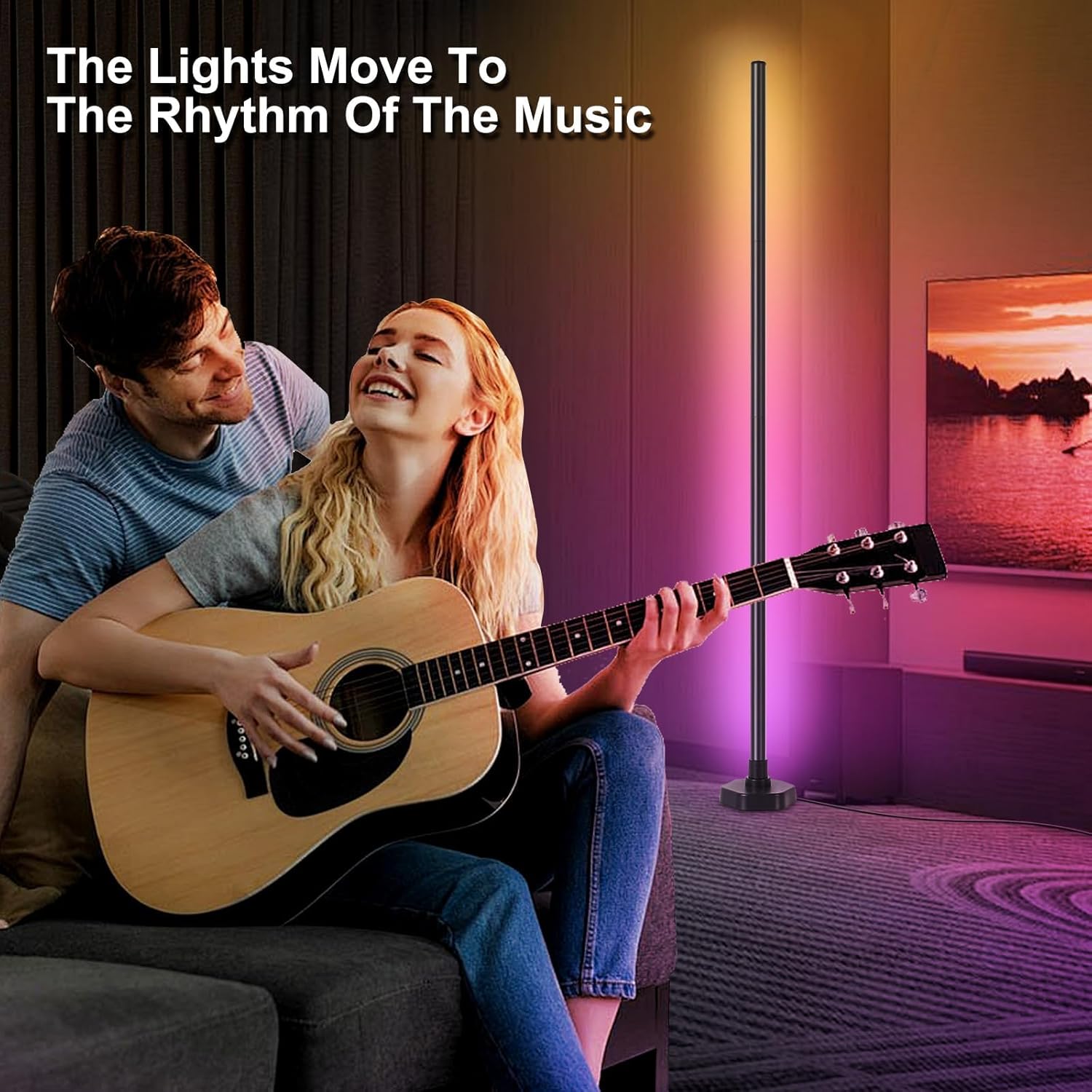 Corner Floor Lamp - Smart RGB LED Corner Lamp with 16 Million DIY Colors, Music Sync, Timer, Silicone and Aluminum, More Than a Light – Your Ambient Genius in Living Rooms Bedrooms Gaming Room