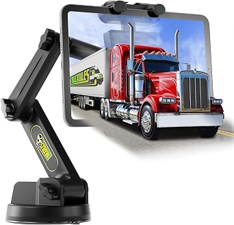 Tablet Holder for Truck Tablet Mount - iPad Mount for Truck, Heavy Duty Super Suction Cup, 16.7 inch Long Arm & Stable, Device & iPad Holder for Dashboard, Windshield and Window - Big Rig Trucker