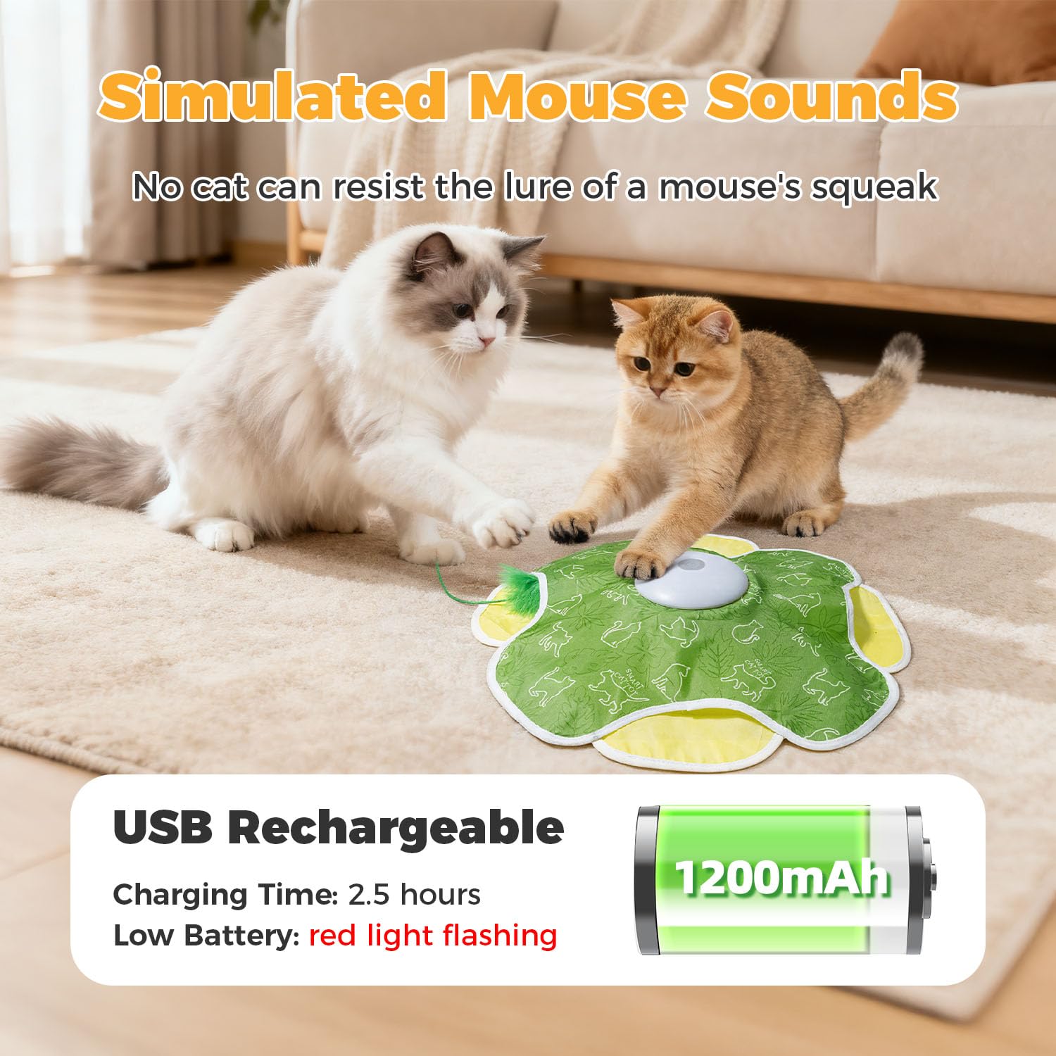 Juguetes para gatos Hide and Seek, pluma móvil impredecible, juguete interactivo de varita para gatitos, juguete para gatos con carga automática, pateador de ejercicio interior para todas las