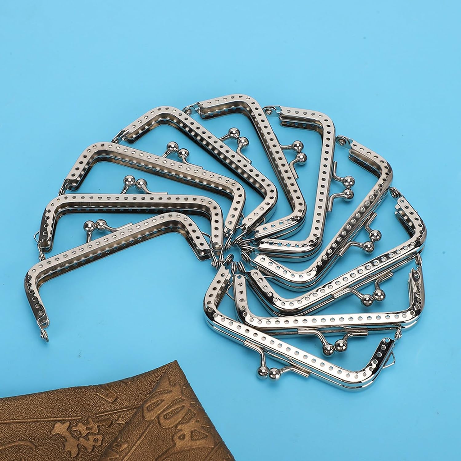 Oumefar 10PCS Purse Clasp, Handbag Frame Kiss Clasps For Craft 8.5 Cm Kiss Clasp Frame Lock Shape Purse Frames Lock Clip For DIY Craft Supplies 8.5cm/3.3inch Metal Purse Frame