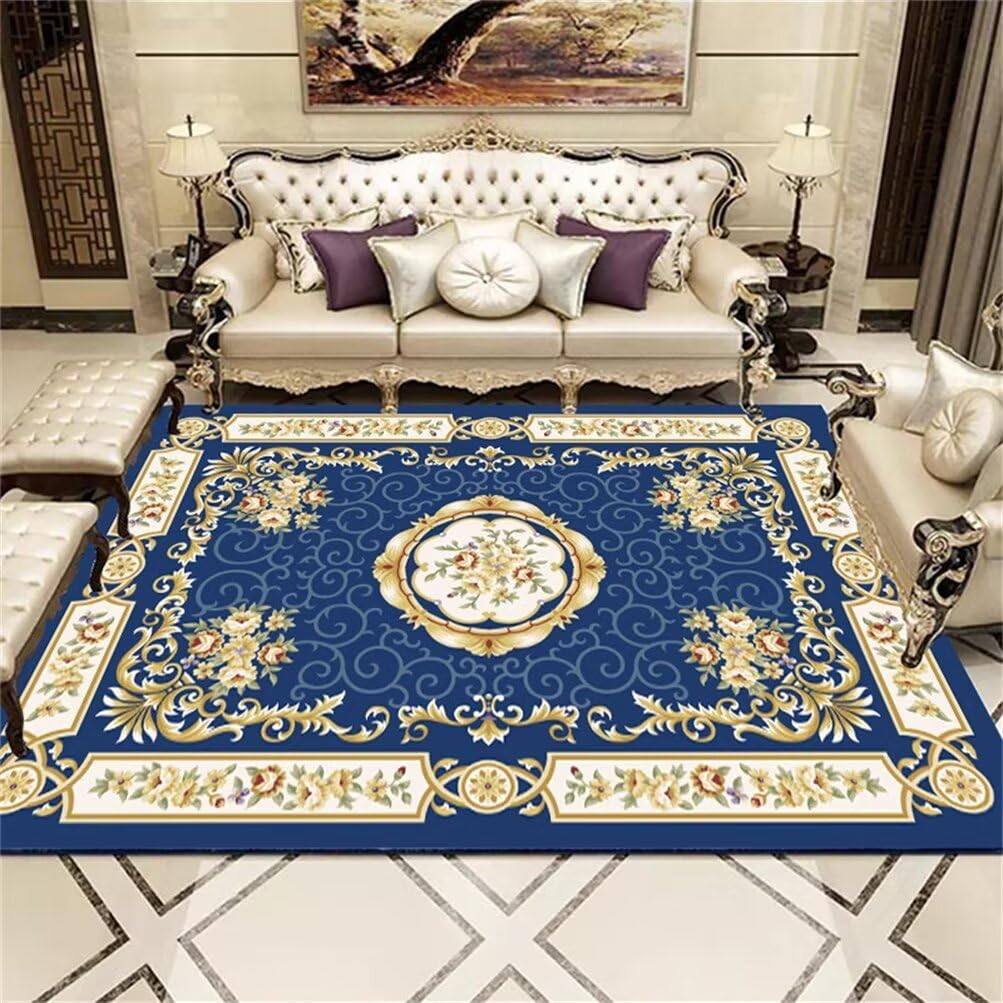Tapis de salon lavable bleu 100x160cm pour chambre d'enfant