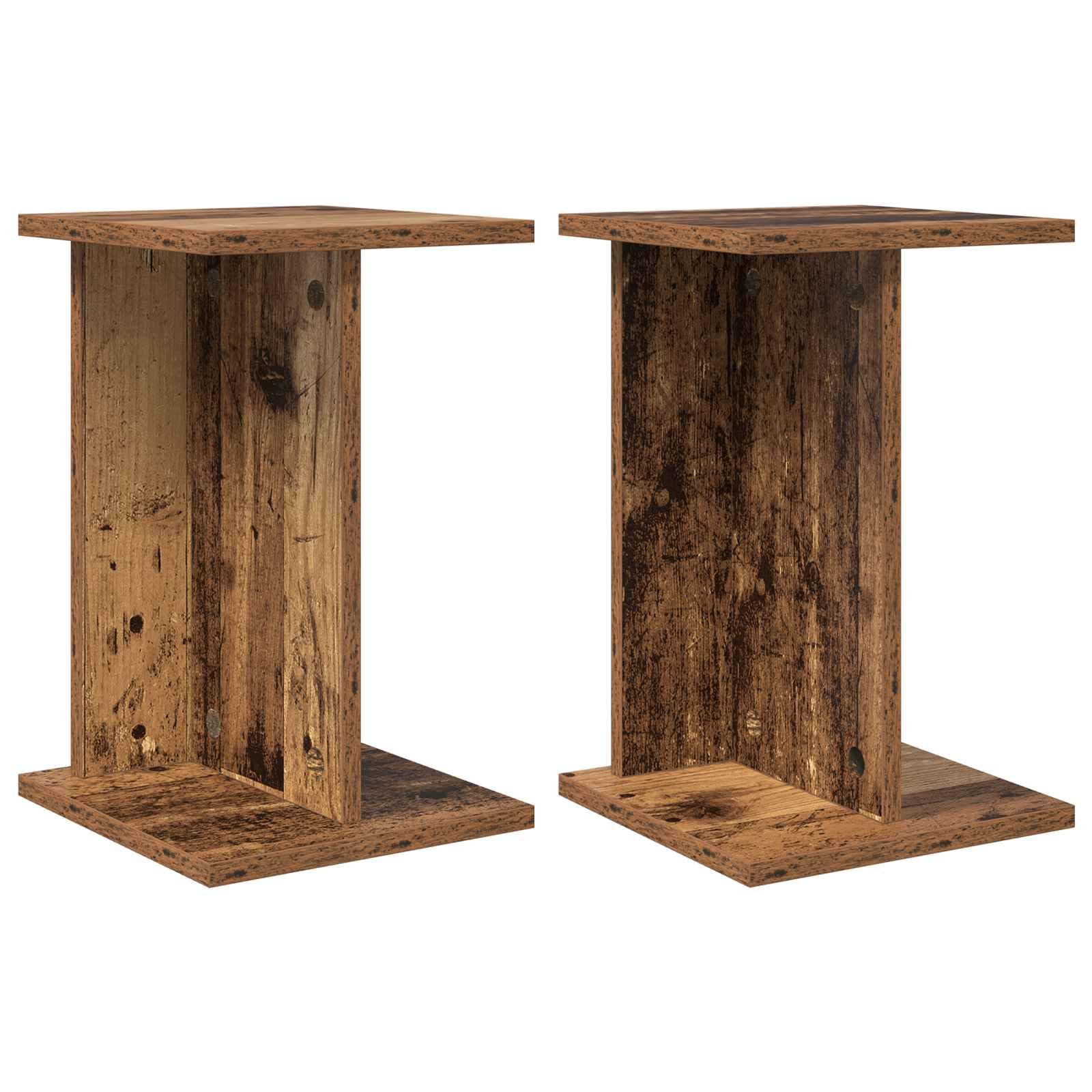 Pflanzenständer 2er Set Holzwerkstoff, Blumentopfhalter Altholz-Optik, Vintage Blumenständer Holz-Look für Zimmerpflanzen, Pflanzensäule für Wohnzimmer, 25 x 25,5 x 40,5 cm