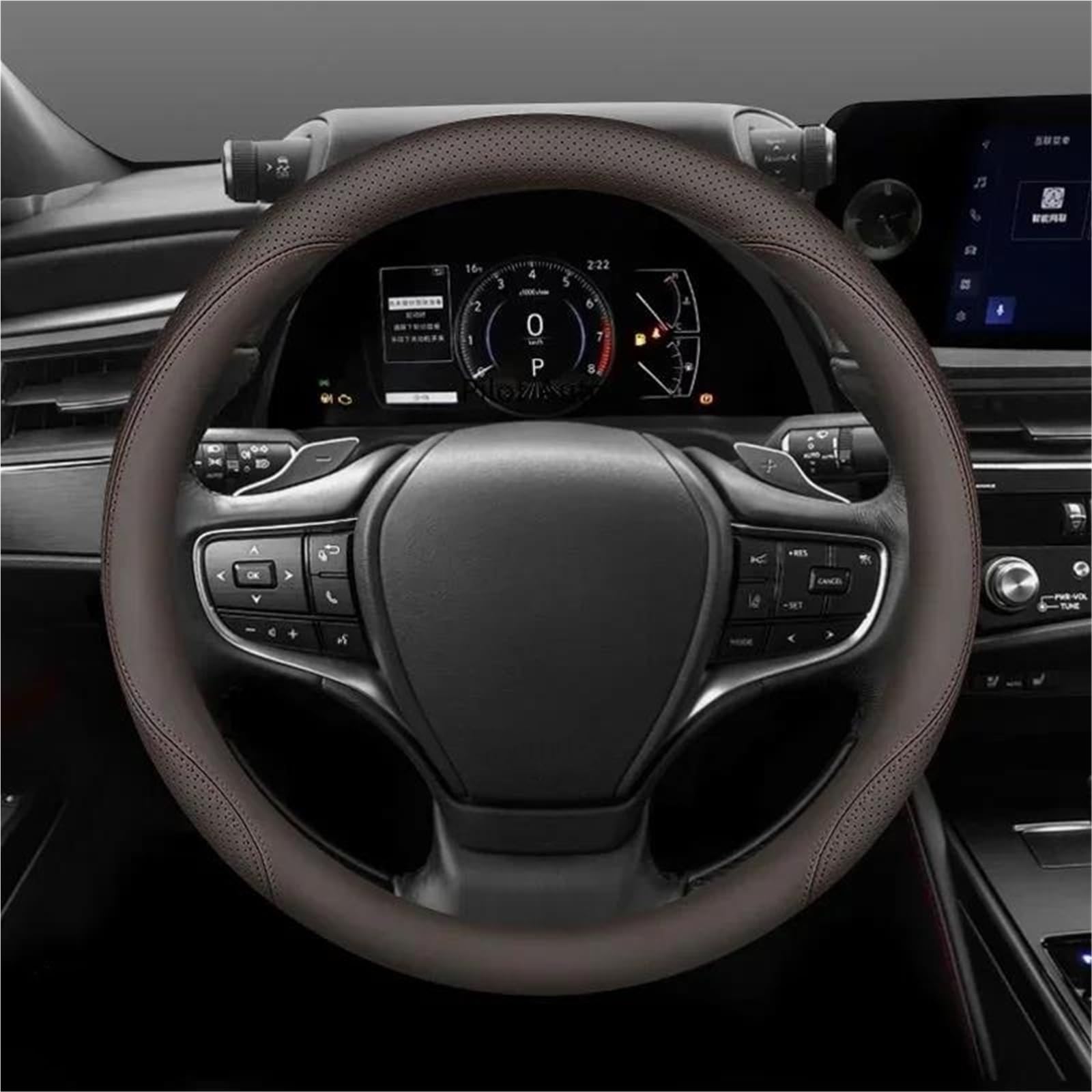 UAGFDFF Leather Steering Wheel Cover Car Steering Wheel Cover Interior Leather For Lexus ES200 ES300h NX260 CT200 RX300(Brown)