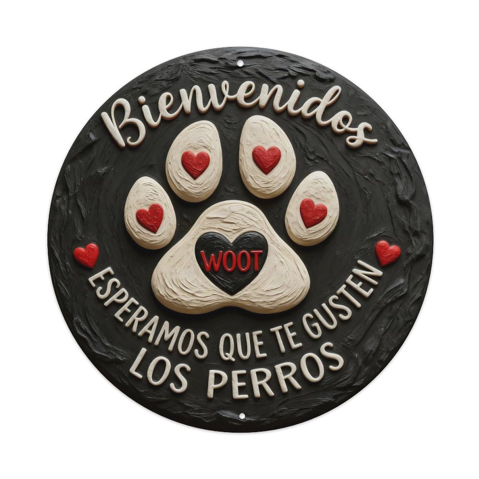 Zlatcbu Vintage Welcome Paw Print With Hearts And Text Metal Tin Sign Retro Wall Art Poster, Decor For Home Living Room Bar Cafe Garage, 8X8 Inch