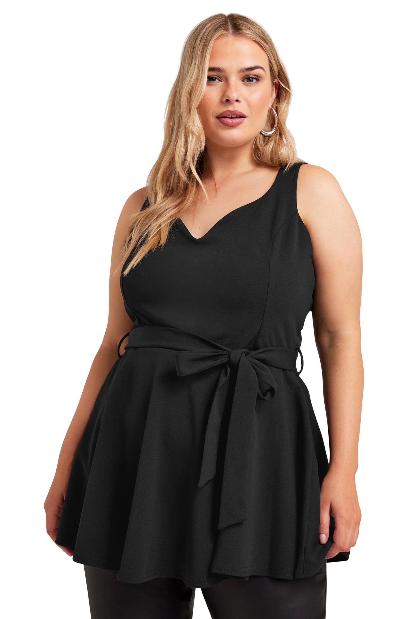 Yours Women's Black Peplum Top In | Size: 22-24