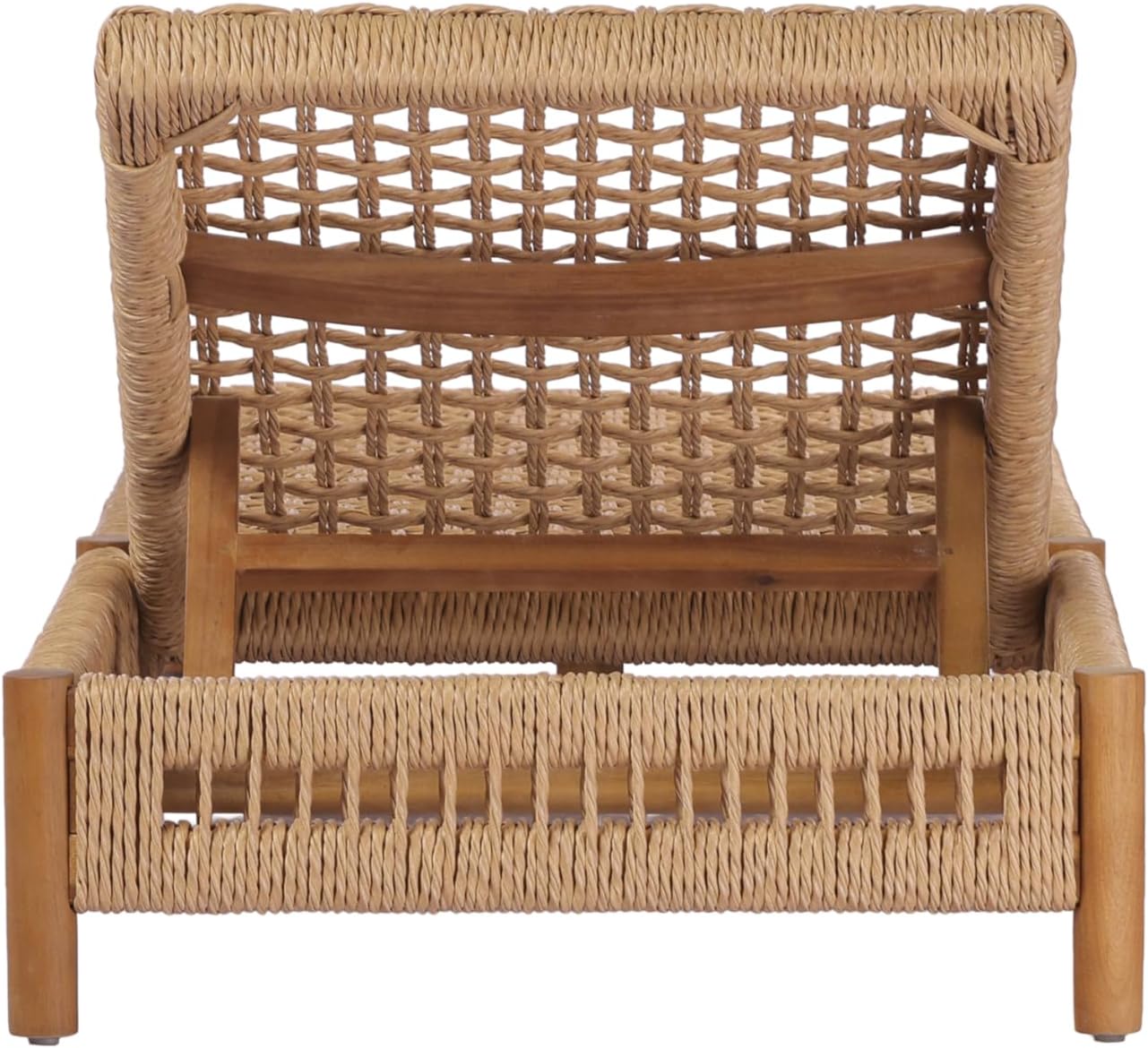 Christopher Knight Home Mercer Acacia Wood Chaise Lounge Chair Outdoor, Poolside Sun Lounger Recliner with Wicker Seat, Patio Outdoor Chaise Lounge, Adjustable Backrest Lounge Sofa, Teak+Light Brown