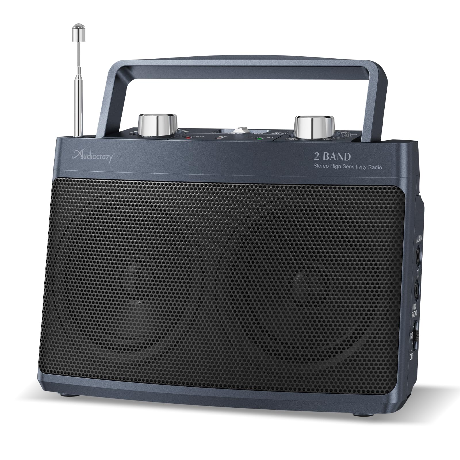 AM FM Radio with Best Reception, Bluetooth Stereo Sound Speaker Portable Radio, Battery Operated or Plug in Wall with Headphone Jack, AUX, Large Tuning Knob for Kitchen, Camping Blue-image-47