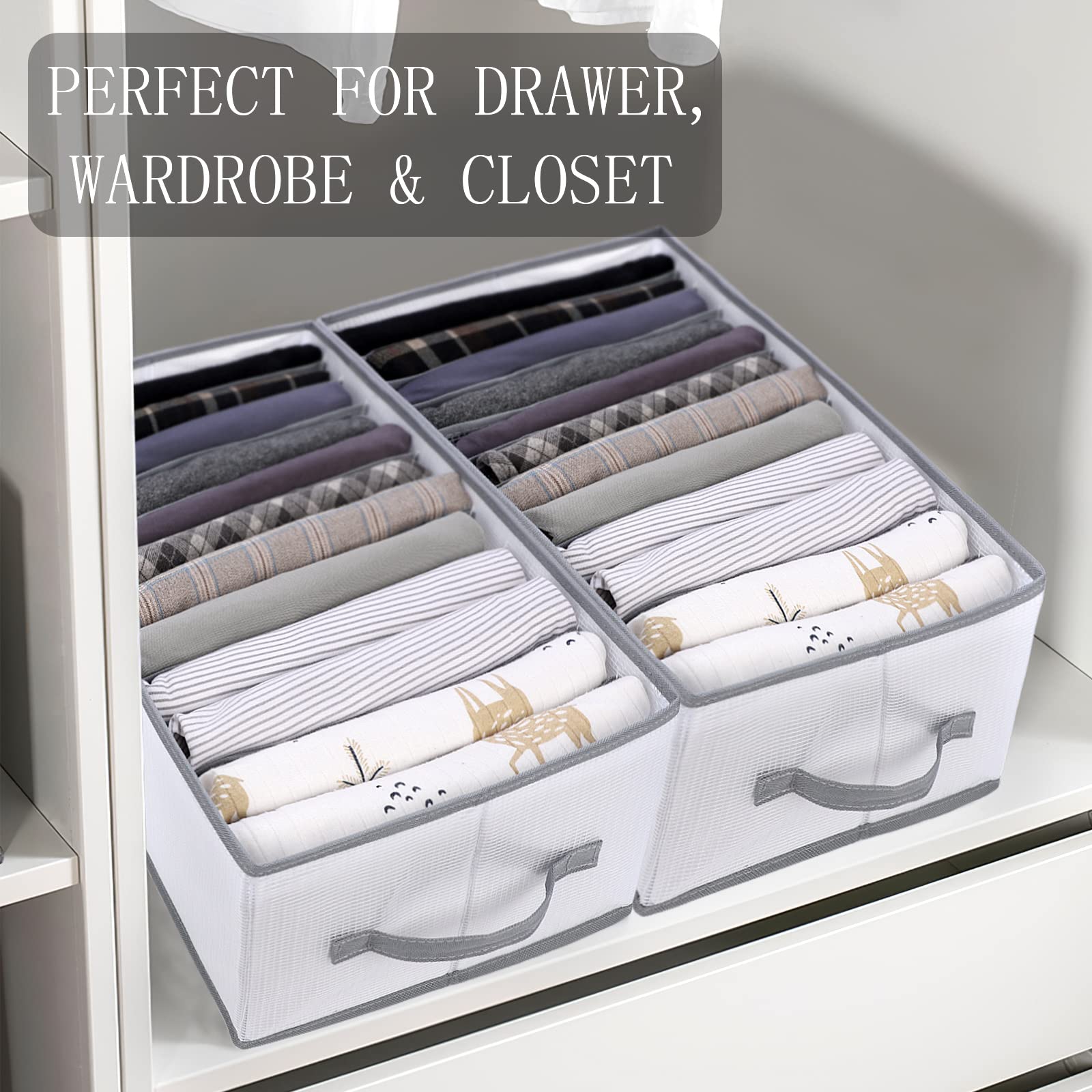 Organisateur de Vêtements Pliable 12 Grilles Armoire Boîte de Rangement Gris Clair