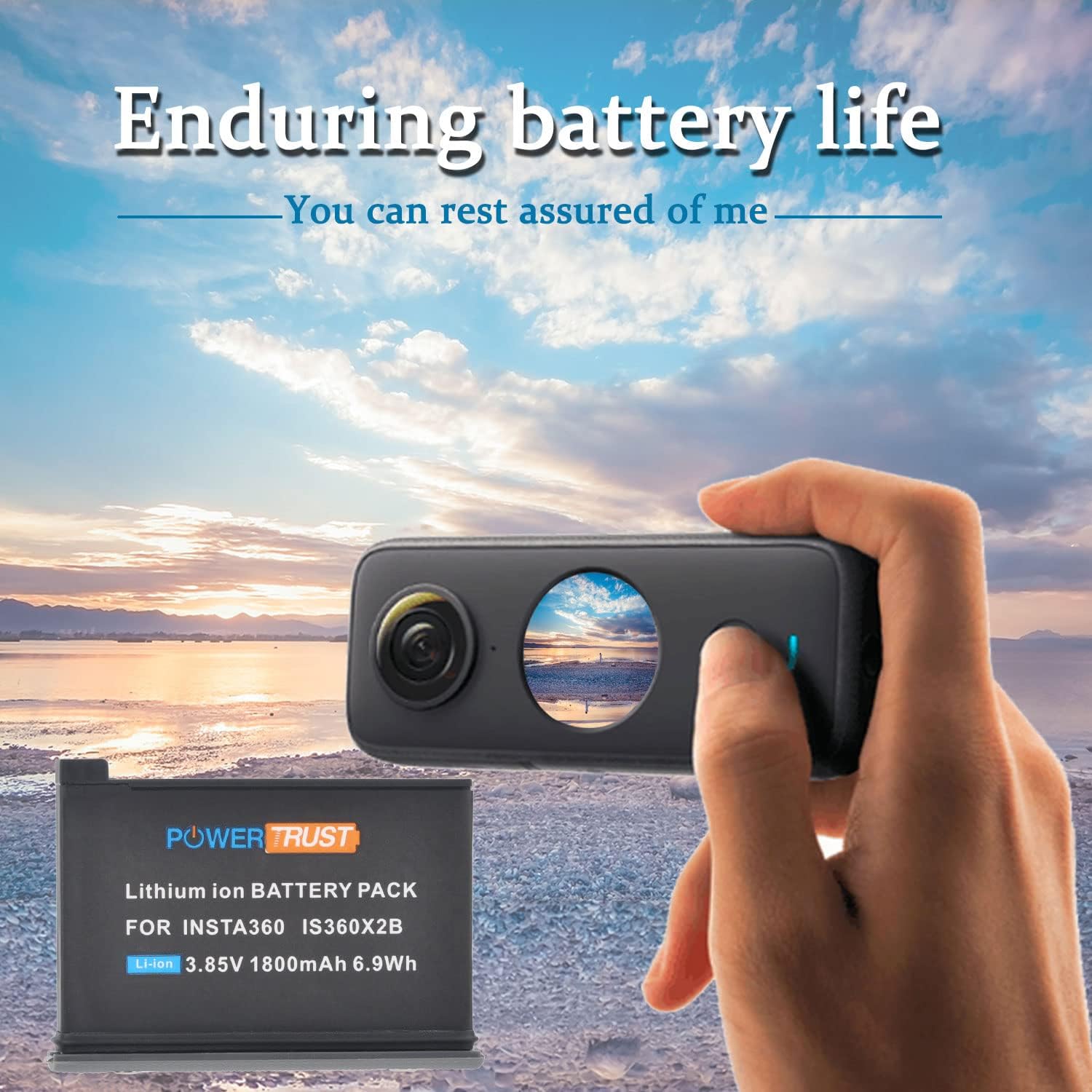 1800mAh Rechargeable Battery (2-Pack) and USB Dual Charger Compatible with Insta360 ONE X2 Camera