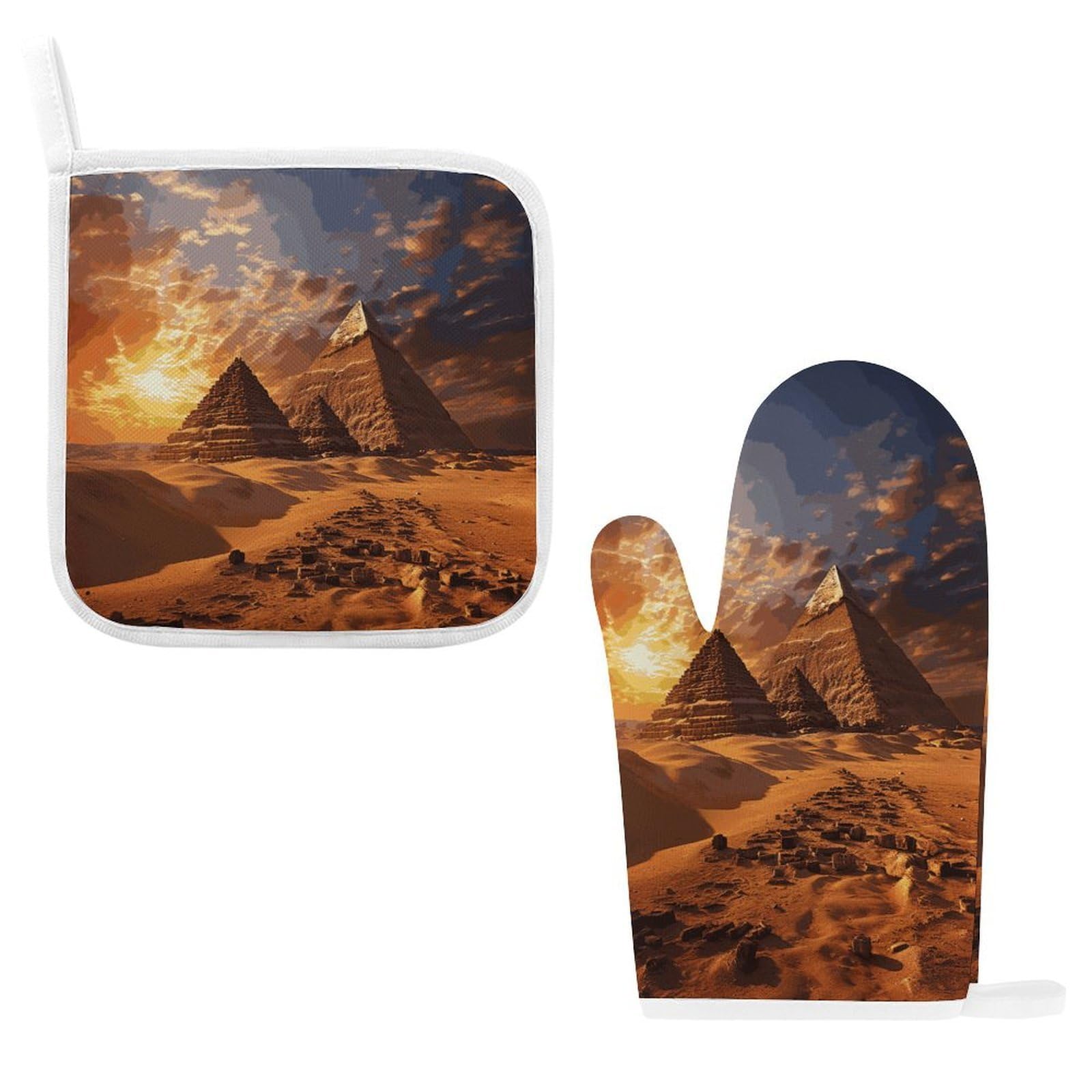 Fodpand Style Egyptian Pyramids Oven Mitts And Pot Holders Sets