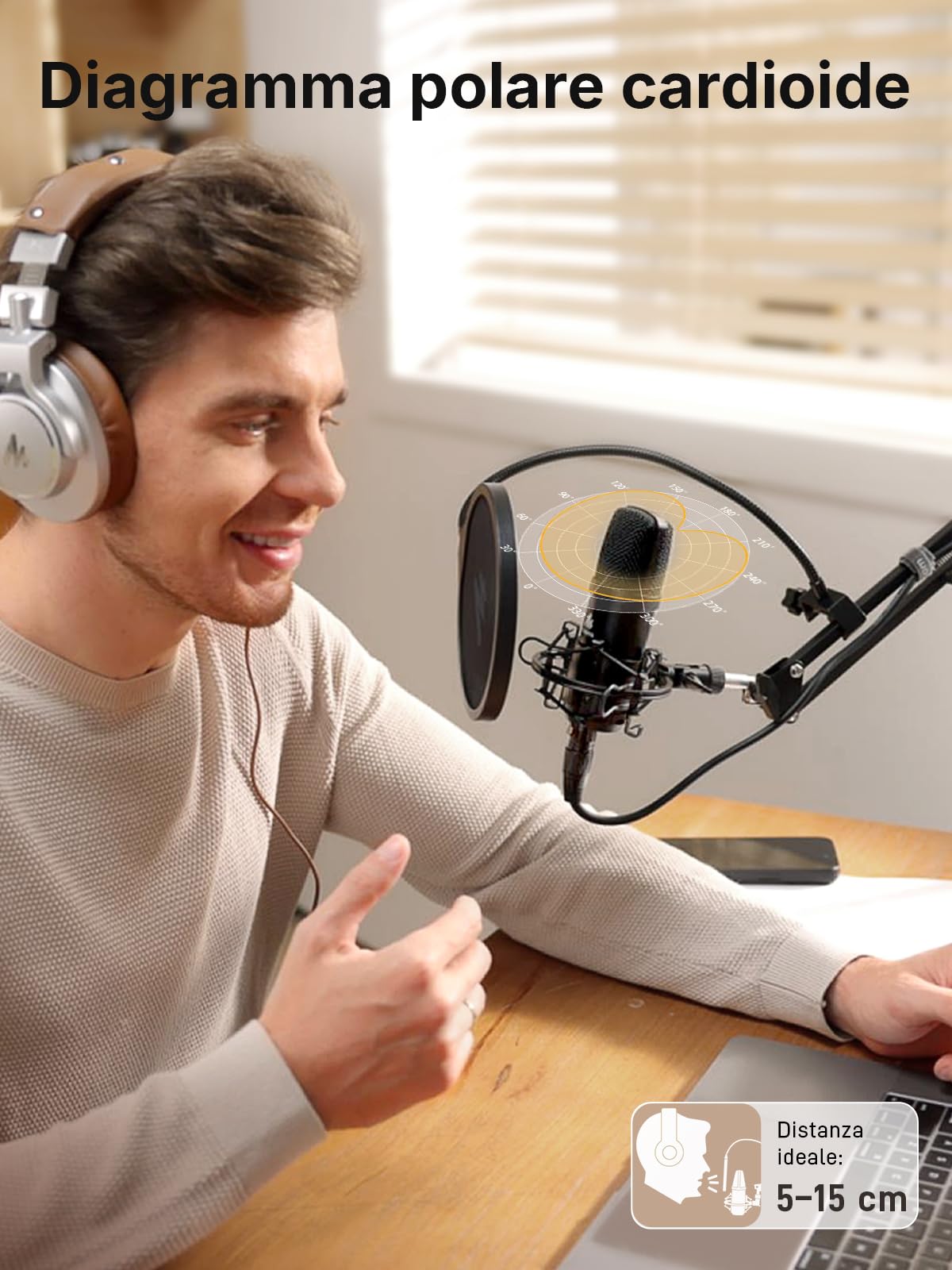 MAONO Microfono a condensatore XLR/USB: 192 kHz/24 bit PC Plug & Play Kit microfono Podcast in metallo con software, chipset audio professionale per registrazione, studio, voce, YouTube A04 Gen2