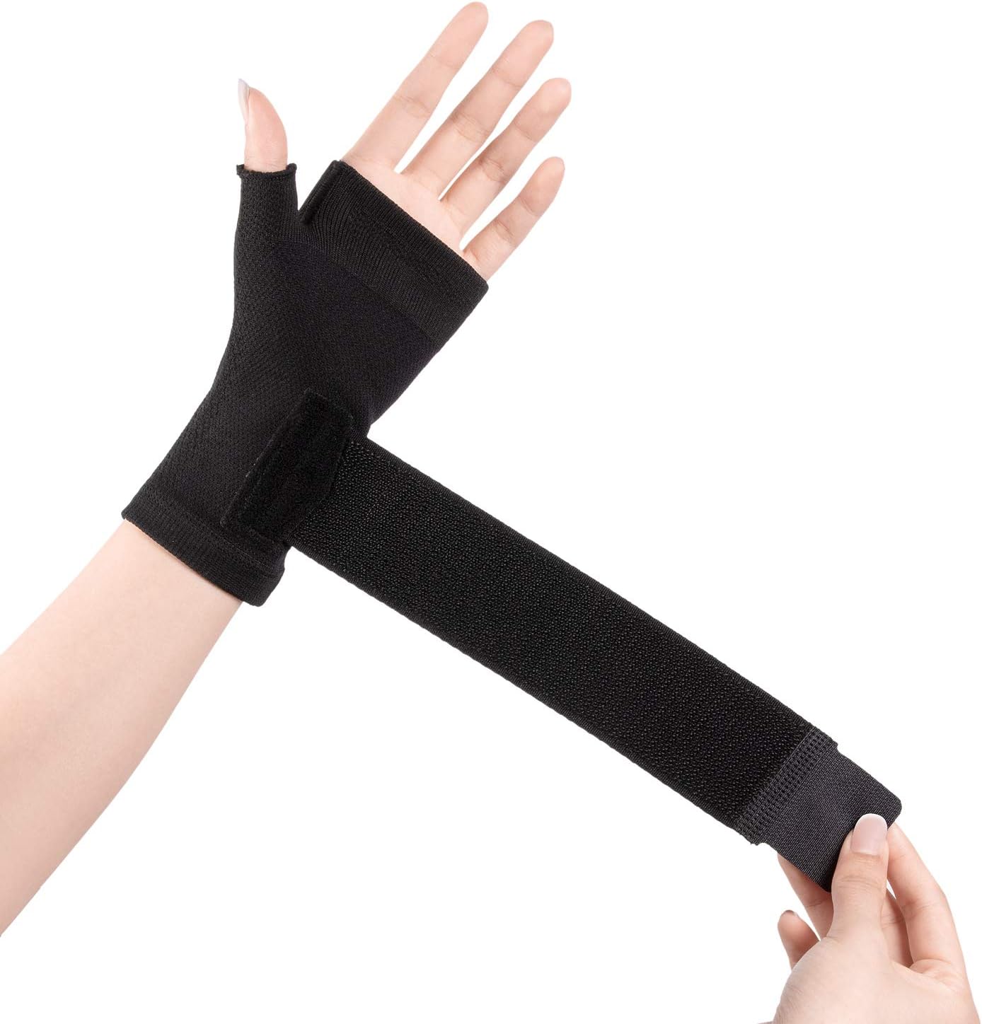 Wrist Thumb Support Sleeve - Compression Hand Brace with Elastic Strap for Carpel Tunnel, Wrist Pain, Arthritis, Tendonitis Pain Relief - Multi Zone Compression Sleeve - Improve Circulation