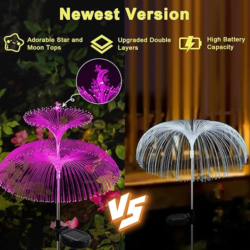 Miniatura 5 de Luces solares de jardín, paquete de 3 luces solares de medusas, luces solares de Navidad al aire libre, impermeables, decoración de estaca que