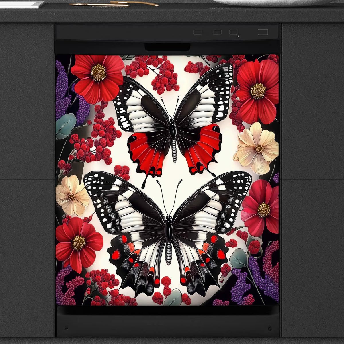 Panel frontal magnético reutilizable para lavavajillas protector decorativo floral de 53x66cm 8