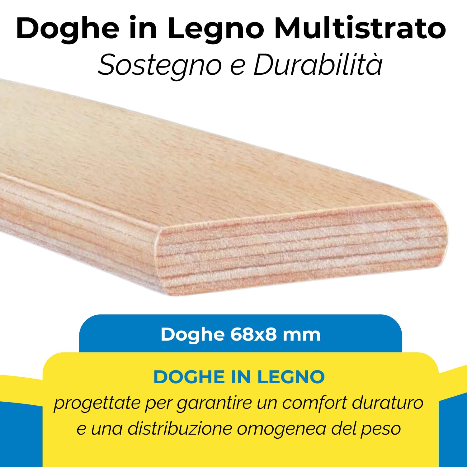 Win Bed - IDEALE - RETE MATRIMONIALE 160x190 Ortopedica a Doghe in Legno – Telaio in Acciaio Rinforzato con Piedi Antiscivolo Smontabili