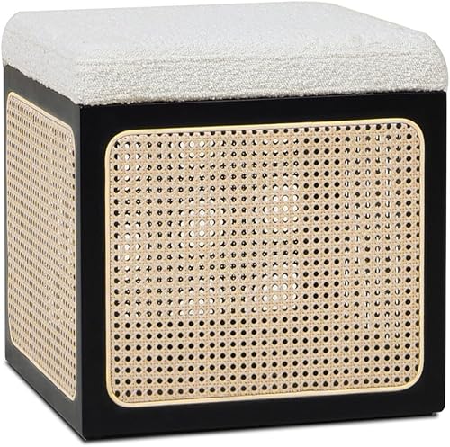 Jennifer Taylor Home Nina - Cubo otomano de 18 pulgadas, color blanco marfil