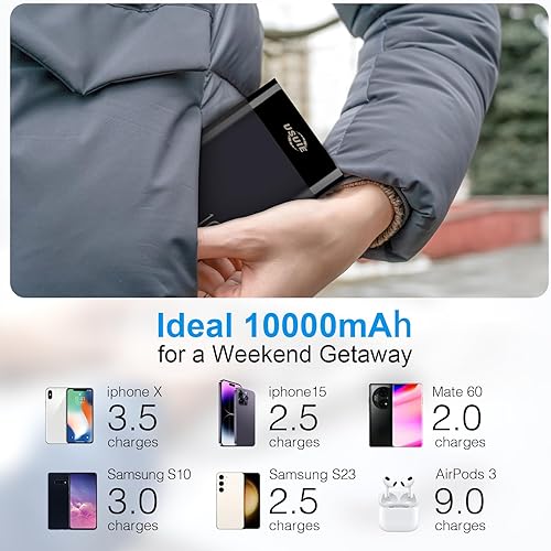 Miniatura 6 de USUIE Cargador portátil de terapia de luz roja, banco de energía de 12 V CC, batería de iones de litio de carga rápida de 22.5 W de 10000 mAh para