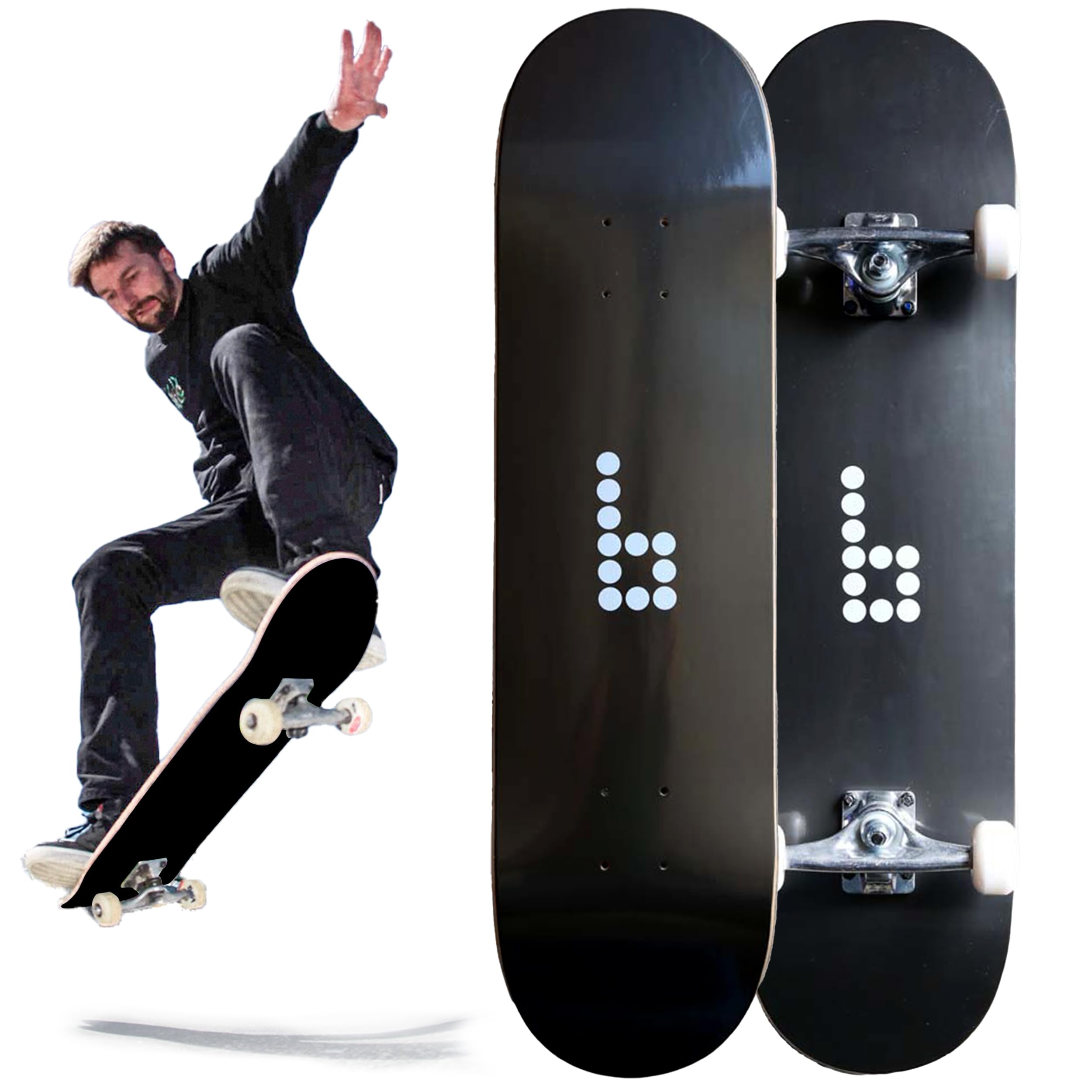 Braille Complete Skateboard for Adults Teens Boys Girls Kids Skateboard Standard Skateboard for Tricks 31 5 Pro Skate