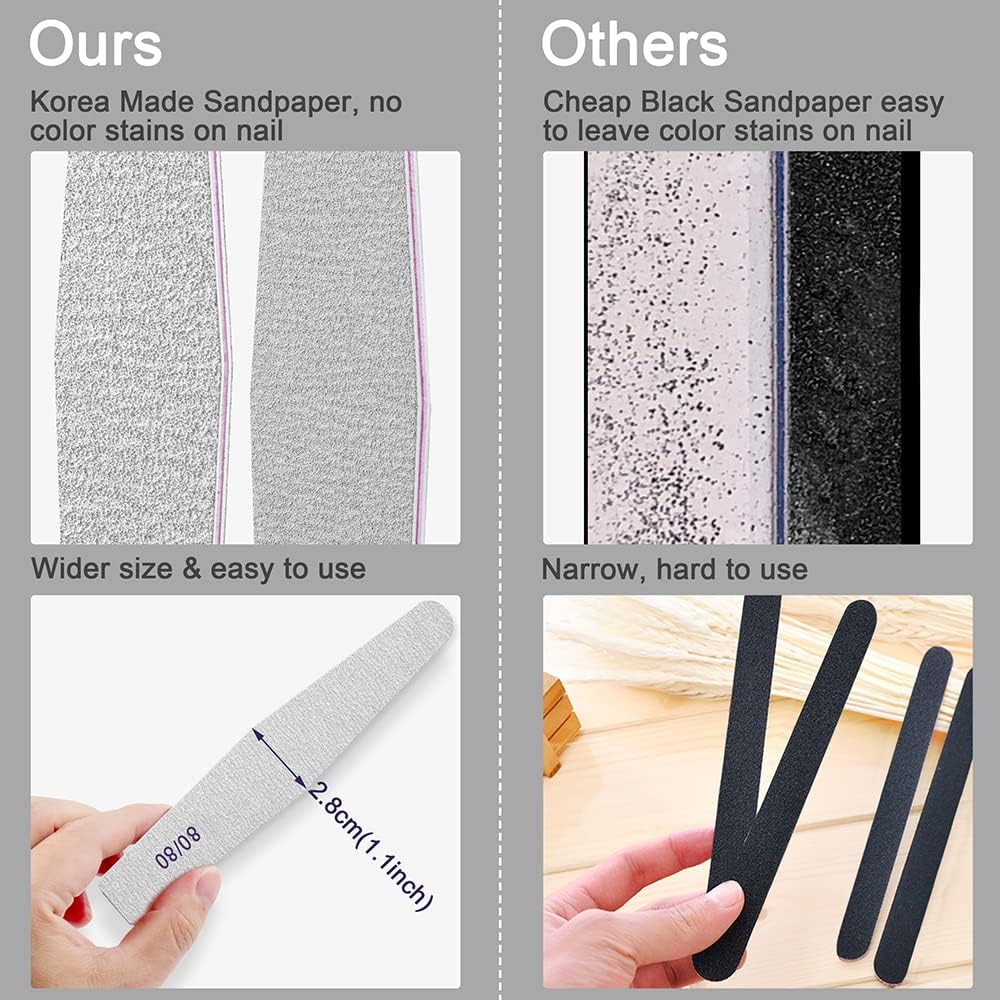 Nail Files 80/80 Grit, 12pcs Nail File for Poly Nail Extension Gel Emery Boards Nail File for Acrylic Nails Coarse Nail File for False Nails Manicure Pedicure Tools for Home Salon