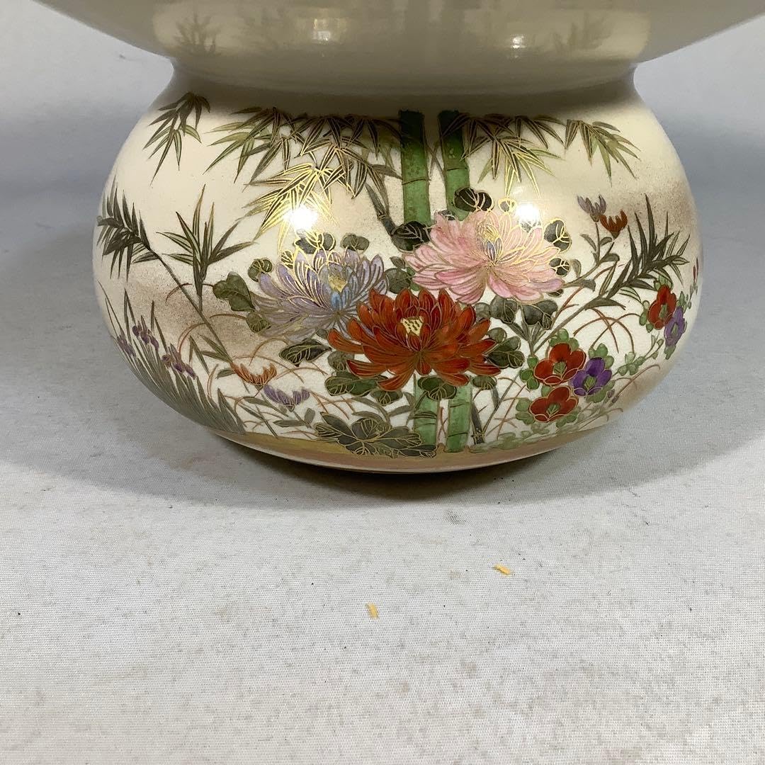 金彩 砂金袋水指 暁山 茶道具M-1238京薩摩 岡田暁山造『金彩草花文 水