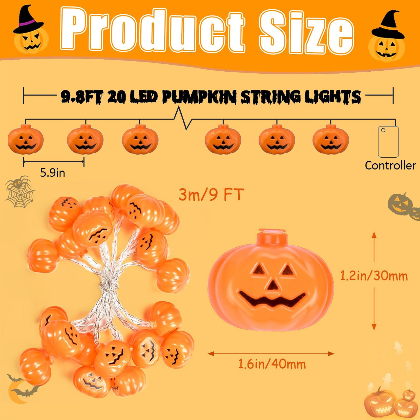 Guirlande Lumineuse LED En Forme De Citrouille D'Halloween - 5 M De
