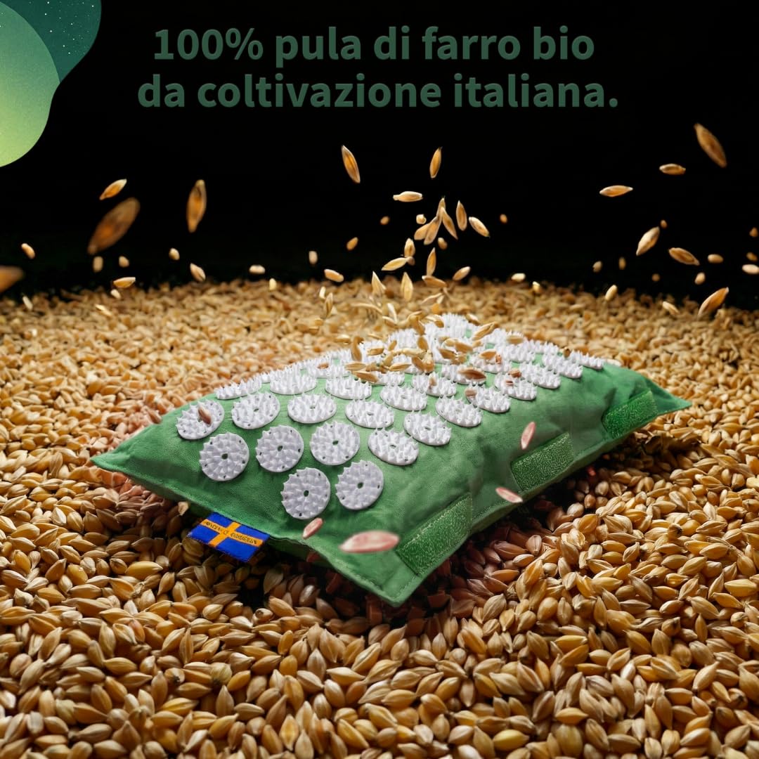 Cuscino termico Mysa: cuscino cervicale ad agopressione riscaldabile con pula di farro bio. Aiuta ad alleviare tensioni di collo e spalle, cuscino d'agopressione. Ideale per terapia caldo e freddo.