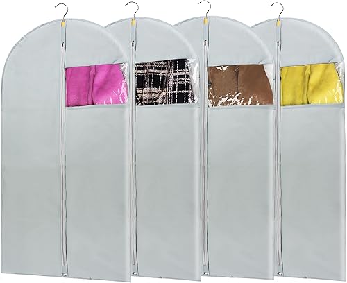 Miniatura 8 de Bolsa transparente para ropa, bolsas de traje para almacenamiento de armario, bolsas de vinilo para colgar ropa, bolsas cortas para colgar abrigos