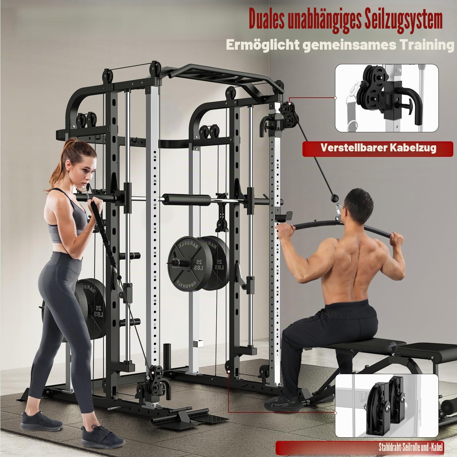 JX Fitness Smith Machine Heim Gym Power Cage Rack Mit Flaschenzugsystem