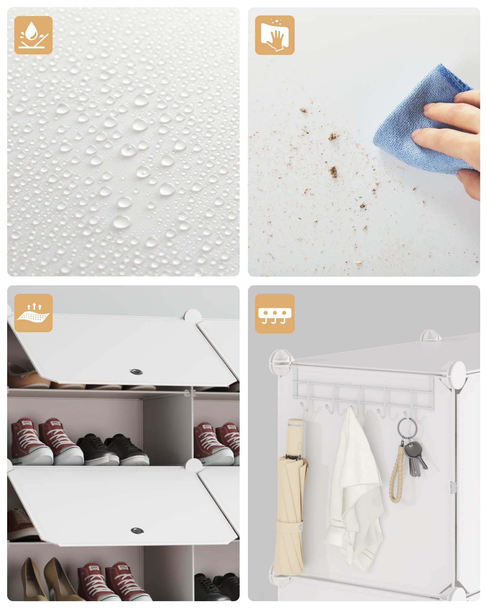 Mondeer Meuble Chaussure 10 Compartiments,pour 40 Paires,Plastique,Blanc | Étagère à Chaussures 3x7 Niveaux,Rangement Chaussures Modulable avec Porte,Crochet,Cadre en Acier,Couloir,Chambre,Entrée