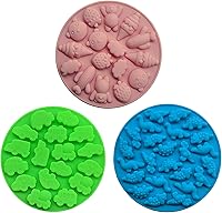 Vista 22 de Moldes de goma para caramelos, moldes de silicona para osos/dinosaurios/frutas para niños con 2 cuentagotas, antiadherentes y sin BPA para mini