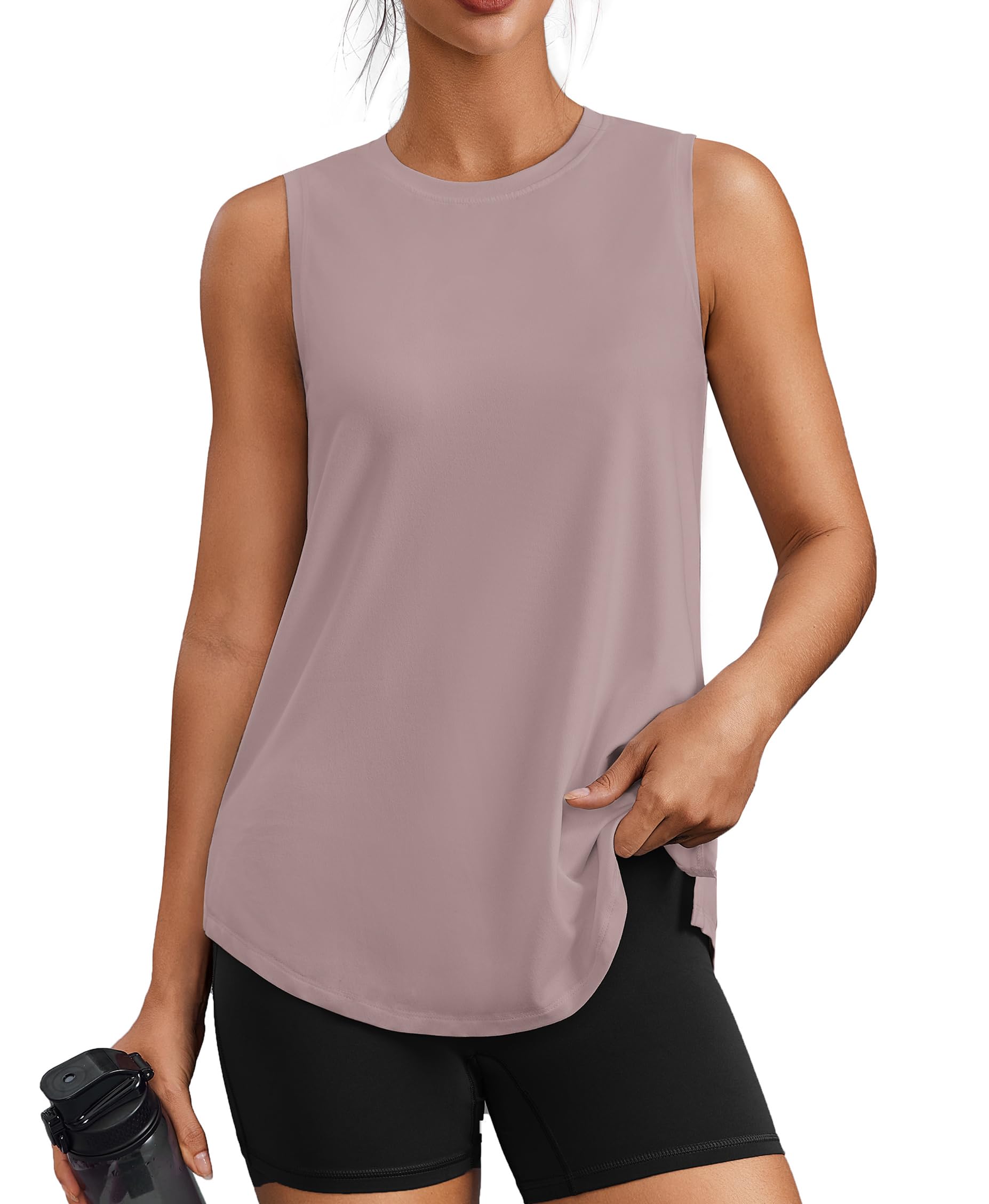 PINSPARK Workout Tank Tops for Women UPF 50+ Side Slits Athletic Gym Shirt