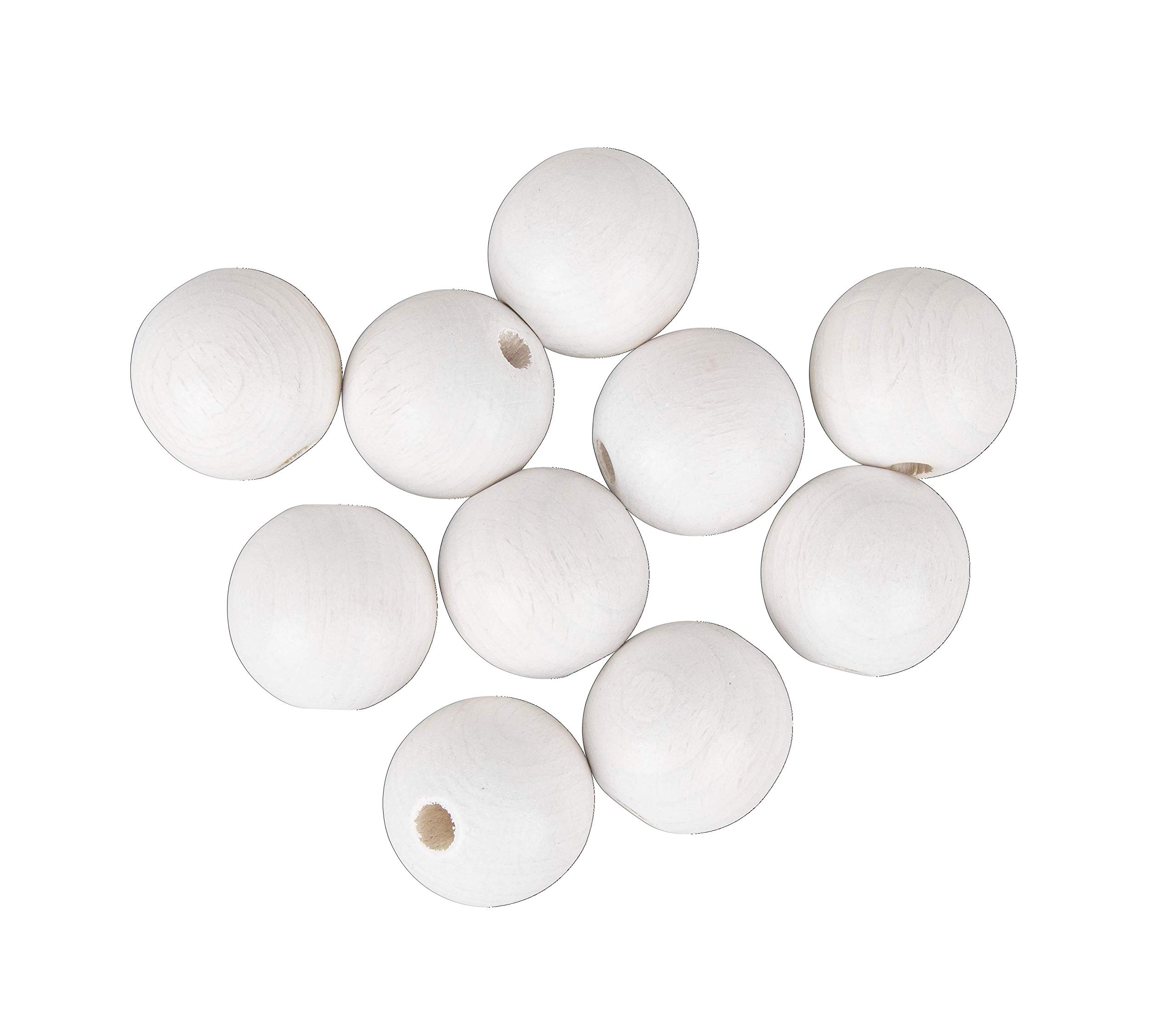 Rayher 63076102 Wooden Balls Drilled FSC 100% Matt Diameter 25 mm White Pack of 6 Normal
