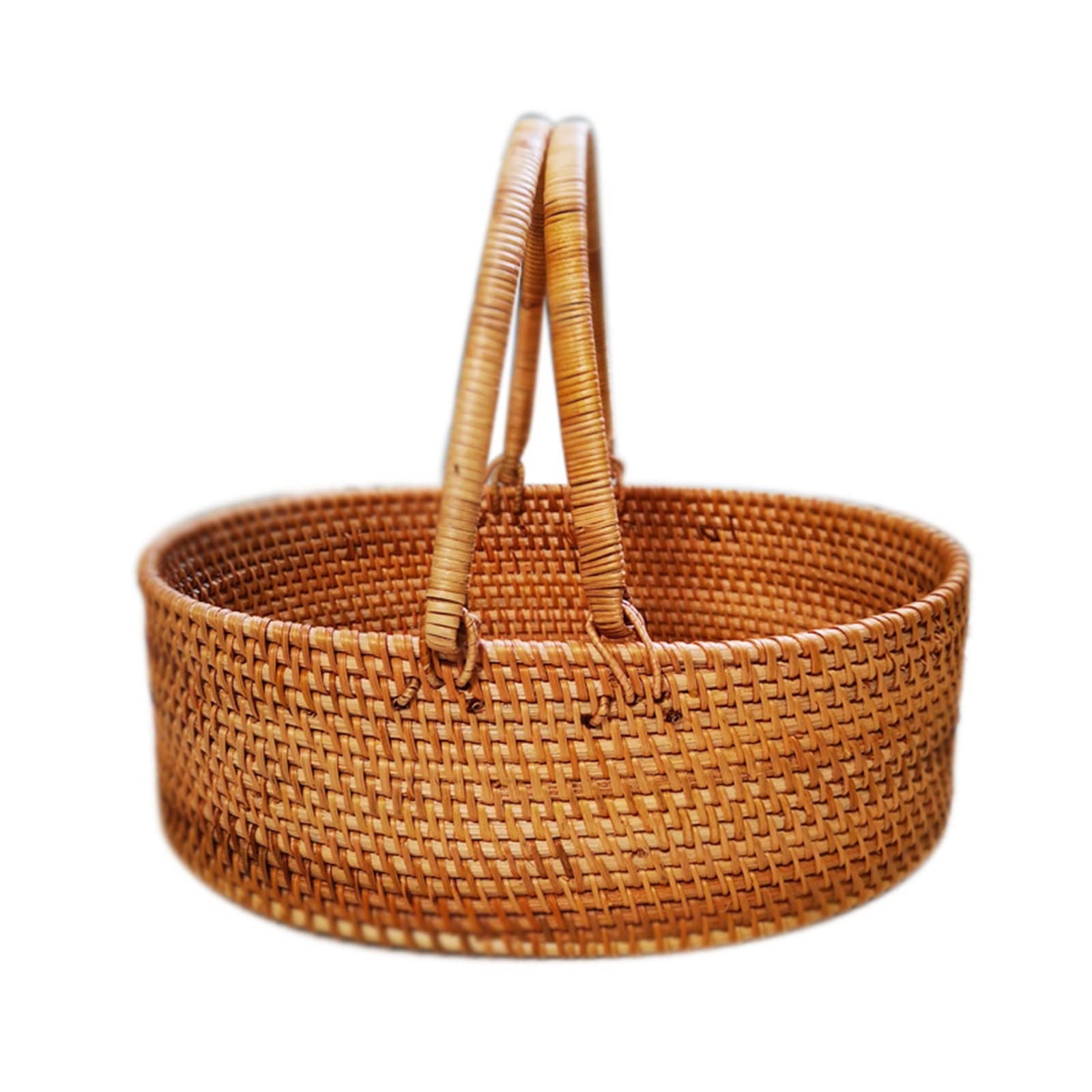 Wicker Picnic Basket Portable Rattan Storage Large Picking Fruit Basket for Picnic Camping Outdoor
