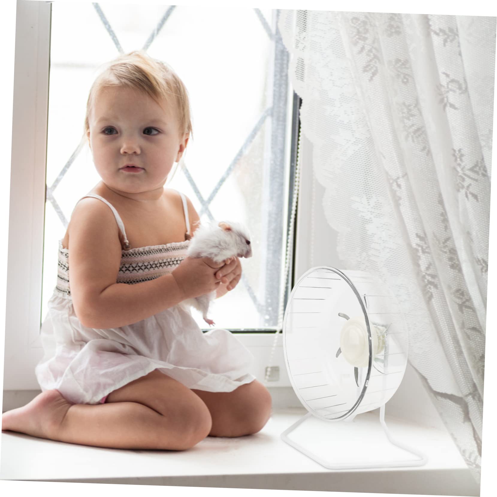 Ruota Silenziosa per Criceti, Gioco da Corsa Estremamente Silenzioso | Piccoli Animali, Bianco, Plastica e Ferro, Forma a Ruota, Accessorio per Esercizio Quotidiano
