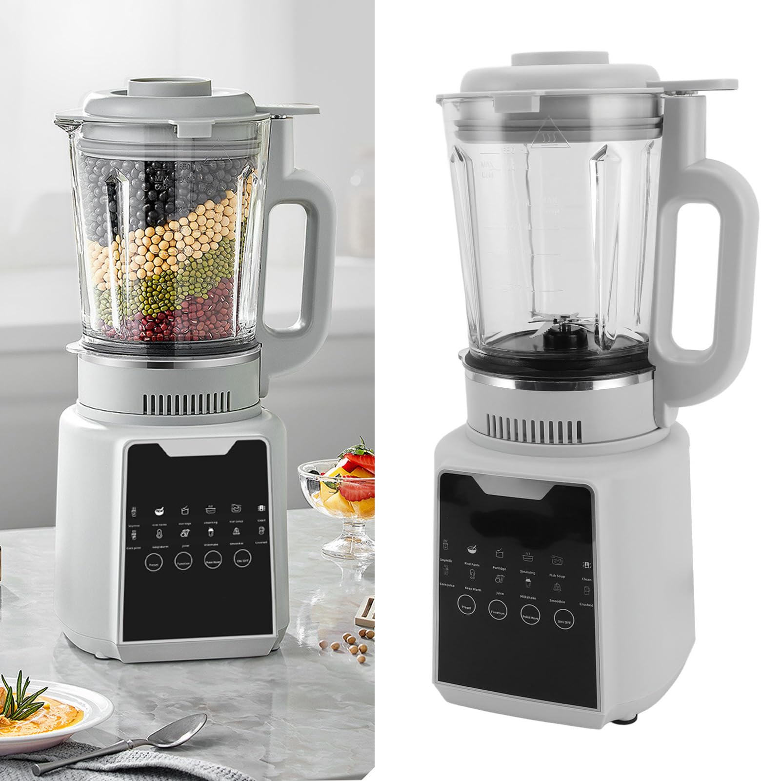 Soy Milk Blender, Multifunctional Nut Milk Maker Machine with 24H Timer Keep Warm, 1200W 1650ml Capacity for Family Meals, ABS SUS, White (US Plug 110V)