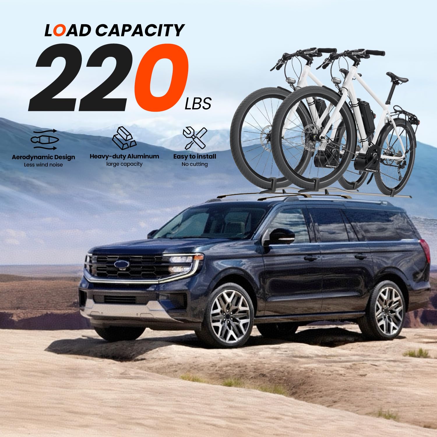 Roof Rack Cross Bars Compatible With Ford Expedition Max 2018