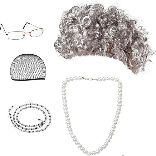 Beelittle Old Lady Costume Cosplay Grandma Granny Wig